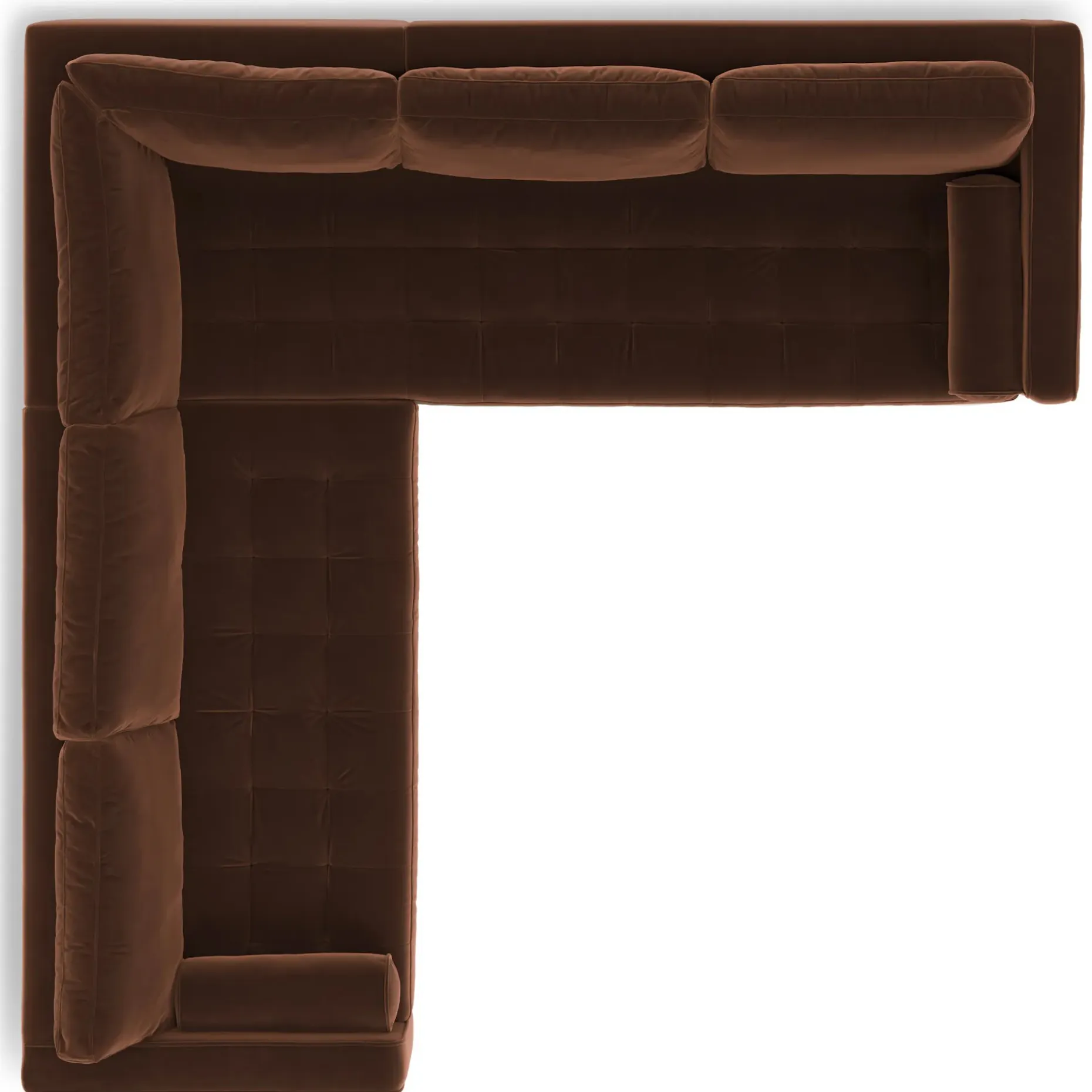 Sven 107" Tufted Velvet Corner Sectional - Plush Pacific Brown