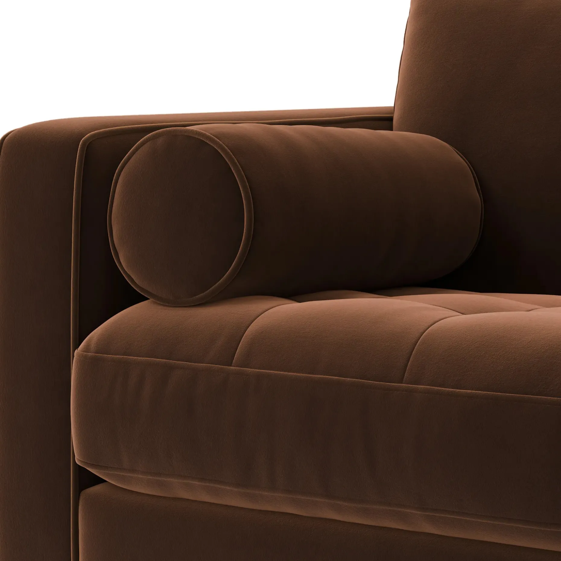 Sven 107" Tufted Velvet Corner Sectional - Plush Pacific Brown