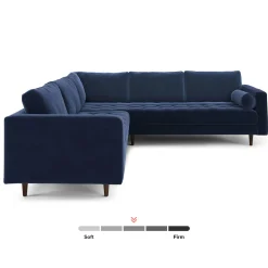 Sven 107" Tufted Velvet Corner Sectional - Plush Cascadia Blue