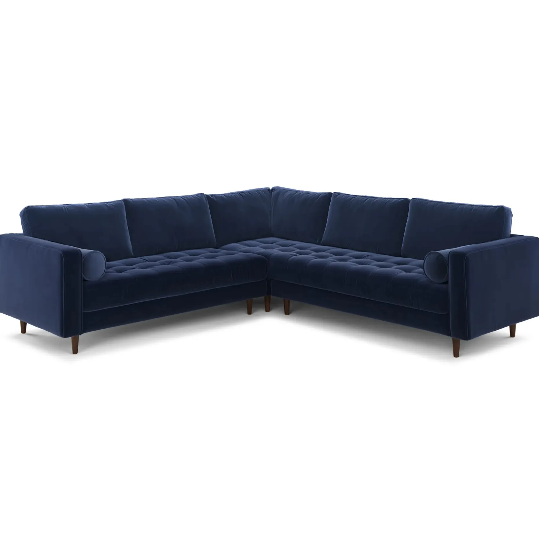 Sven 107" Tufted Velvet Corner Sectional - Plush Cascadia Blue