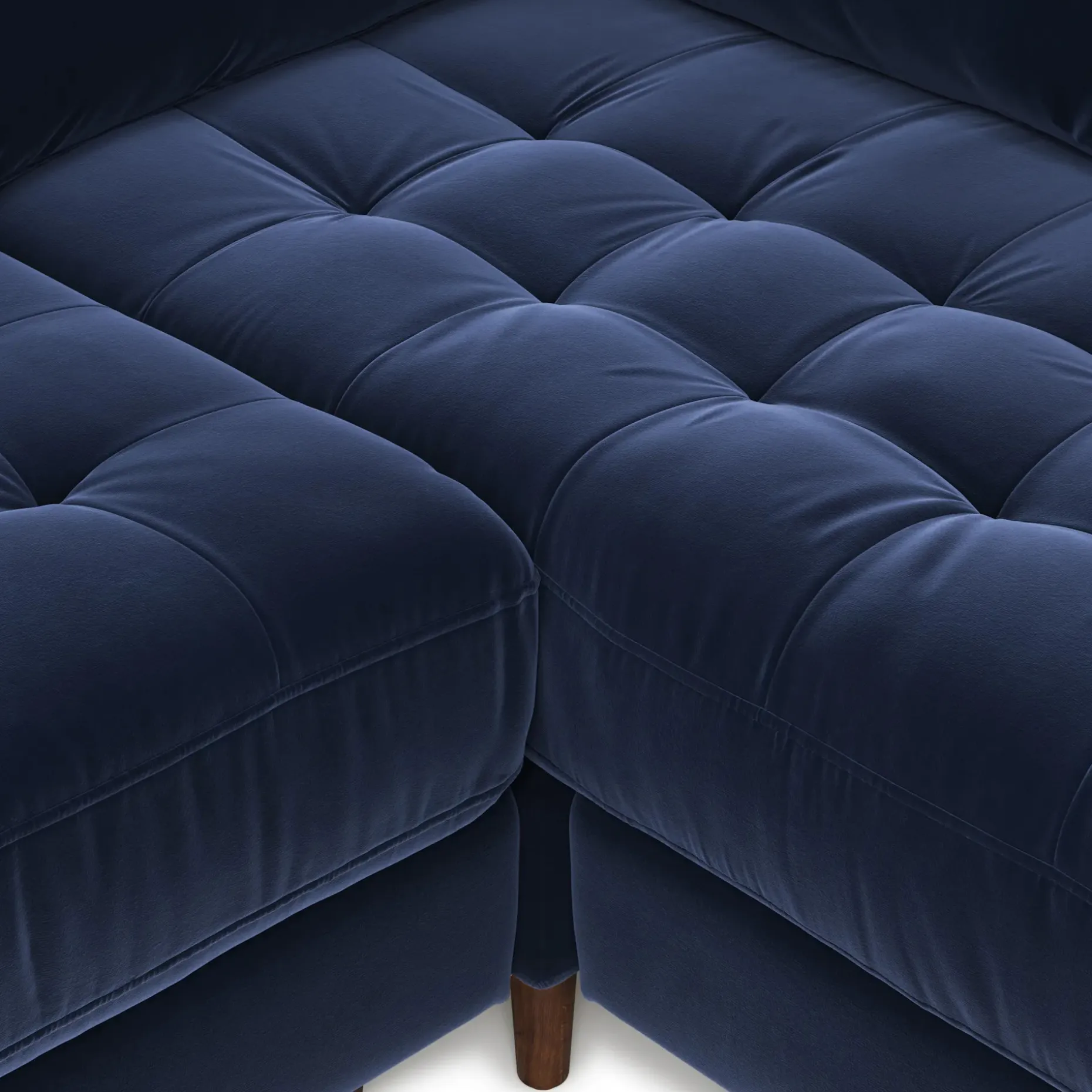 Sven 107" Tufted Velvet Corner Sectional - Plush Cascadia Blue