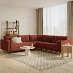 Sven 107" Tufted Velvet Corner Sectional - Hale Rust