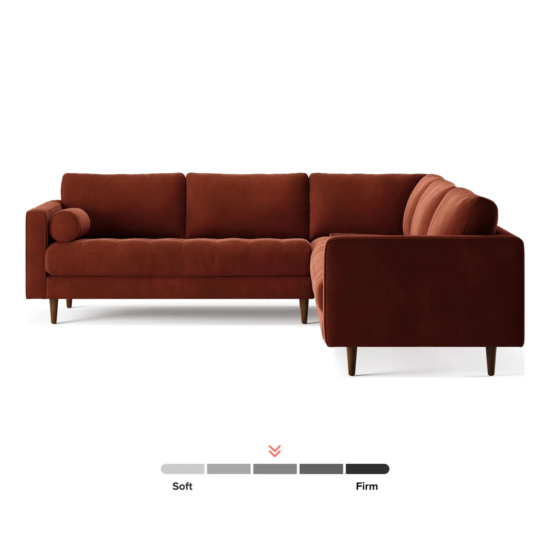 Sven 107" Tufted Velvet Corner Sectional - Hale Rust