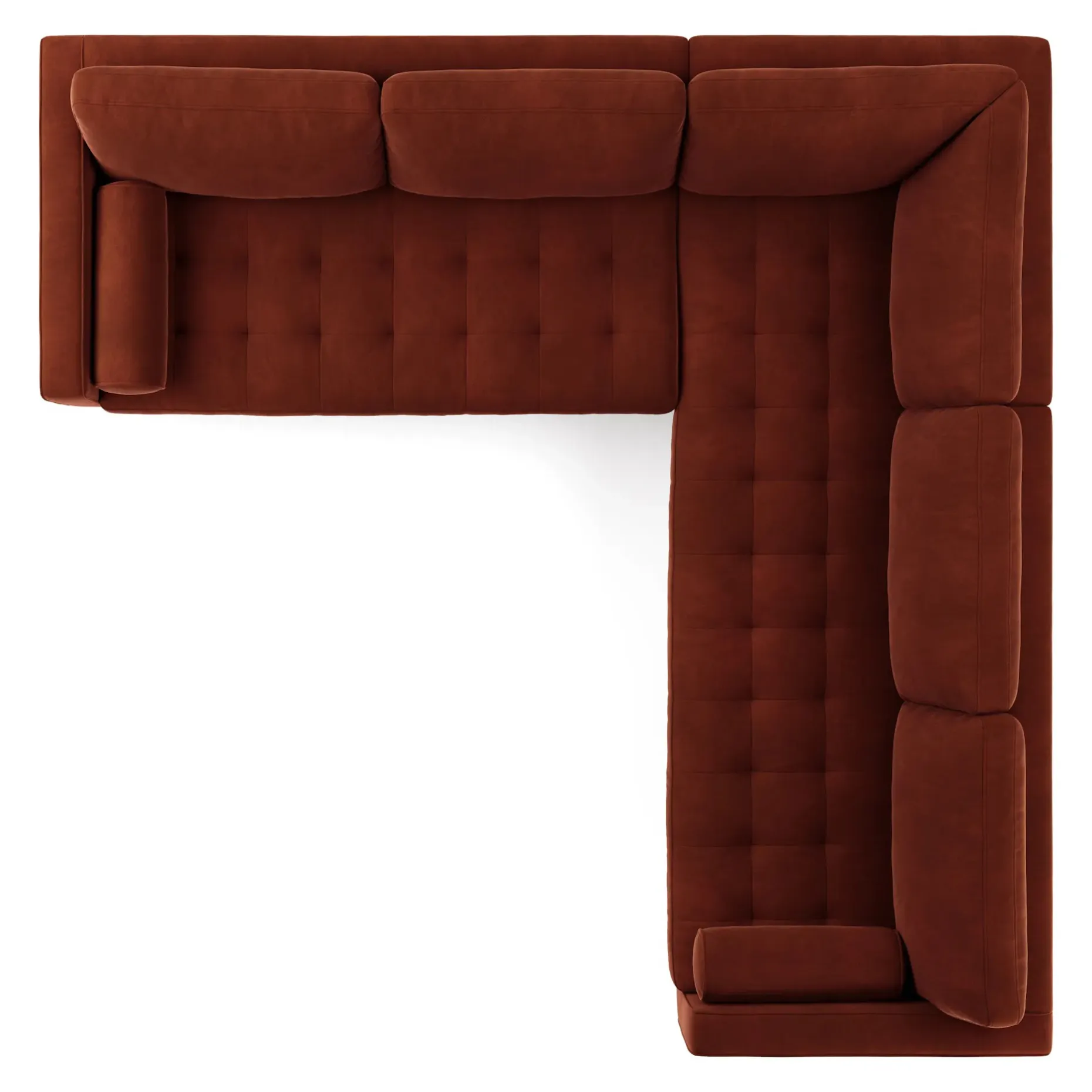 Sven 107" Tufted Velvet Corner Sectional - Hale Rust