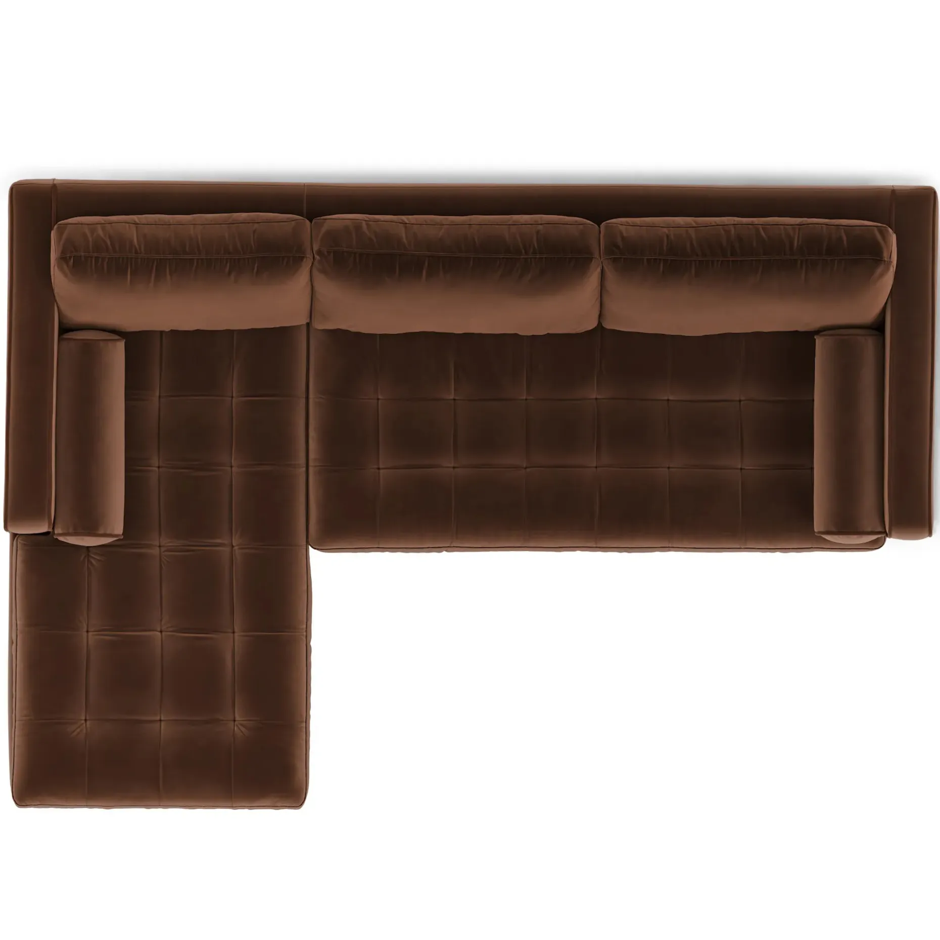 Sven 100" Tufted Velvet Left Sectional - Plush Pacific Brown