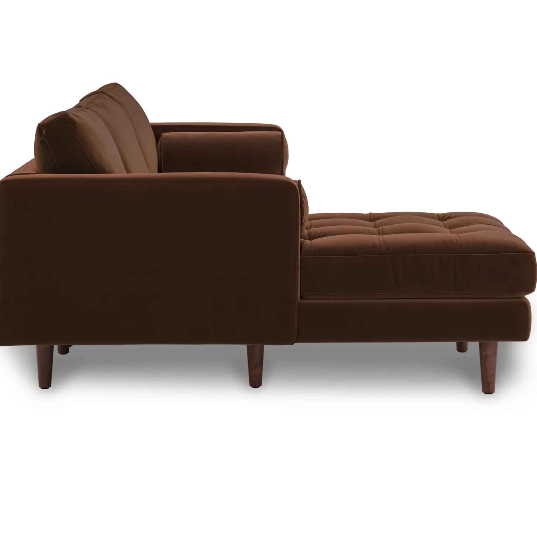 Sven 100" Tufted Velvet Left Sectional - Plush Pacific Brown