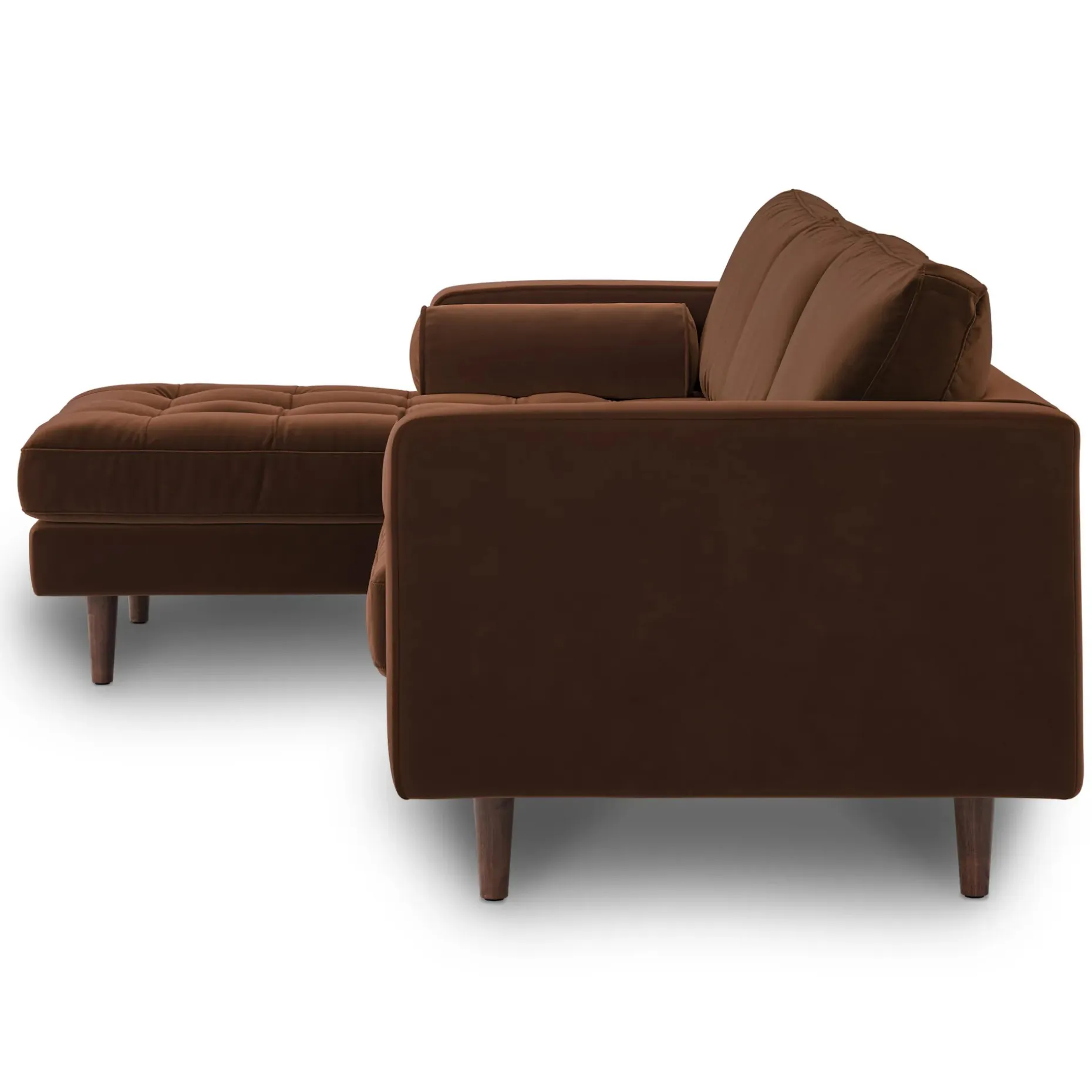 Sven 100" Tufted Velvet Left Sectional - Plush Pacific Brown