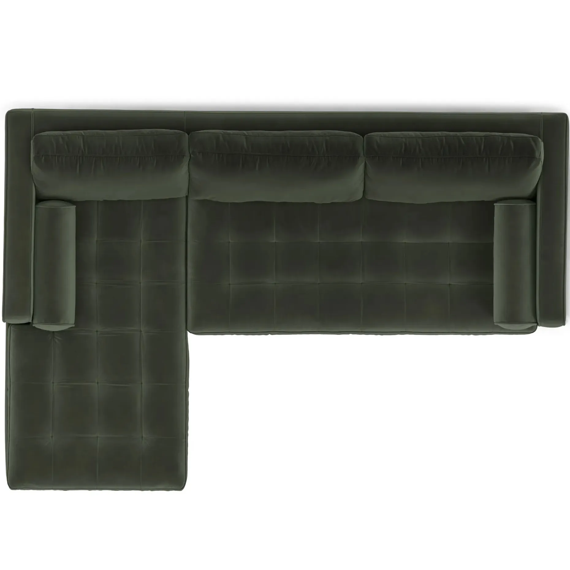 Sven 100" Tufted Velvet Left Sectional - Plush Pacific Green