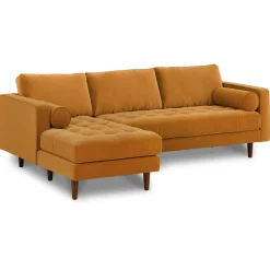Sven 100" Tufted Velvet Left Sectional - Plush Pacific Ginger