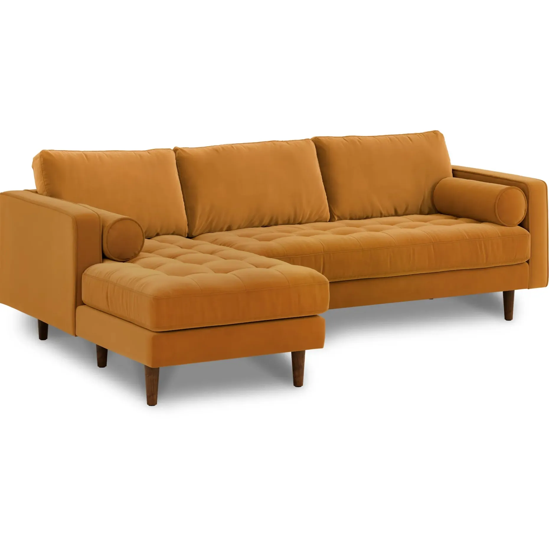 Sven 100" Tufted Velvet Left Sectional - Plush Pacific Ginger