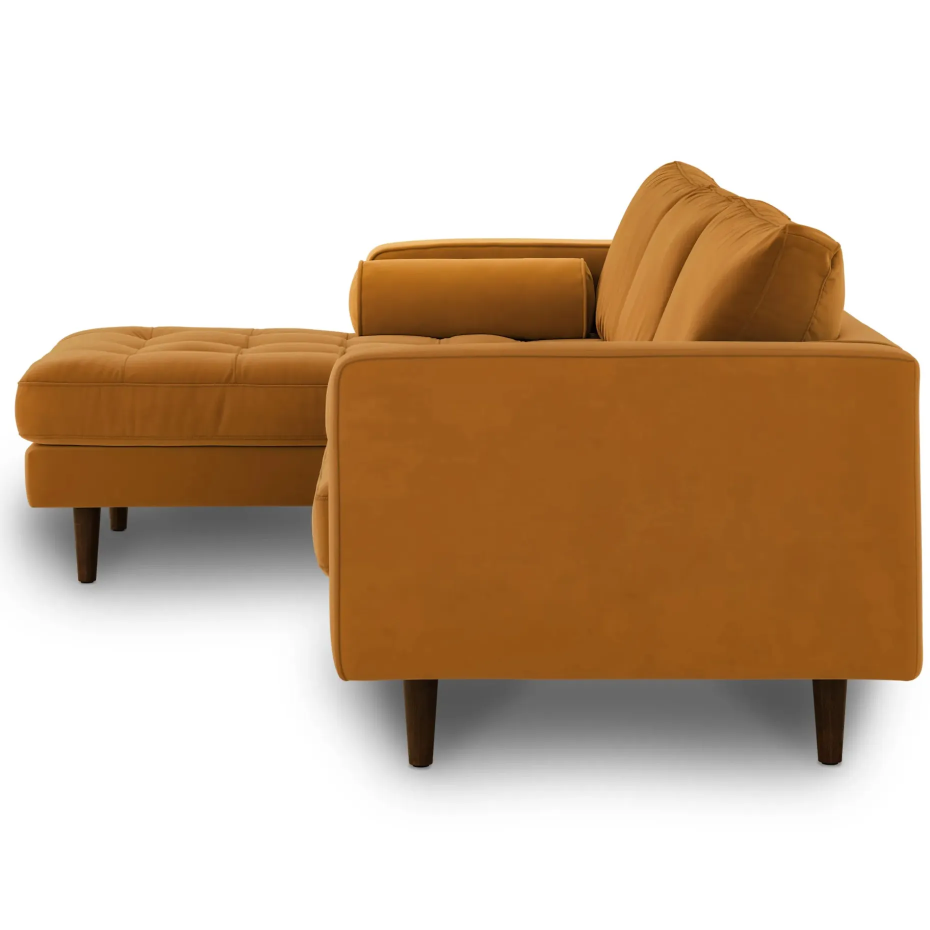 Sven 100" Tufted Velvet Left Sectional - Plush Pacific Ginger