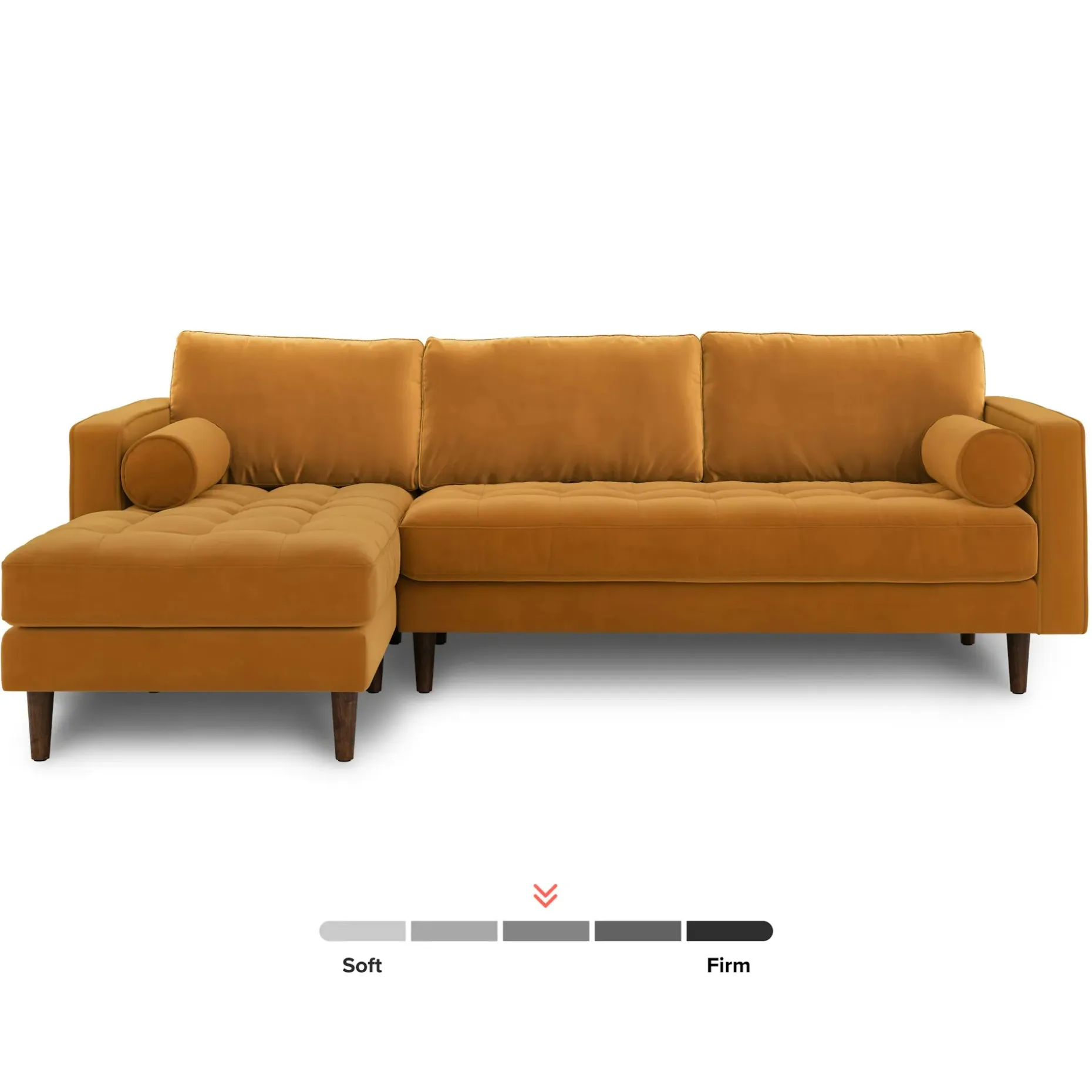 Sven 100" Tufted Velvet Left Sectional - Plush Pacific Ginger
