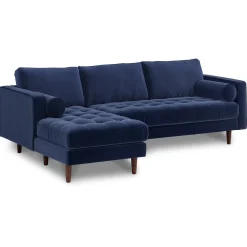 Sven 100" Tufted Velvet Left Sectional - Plush Cascadia Blue