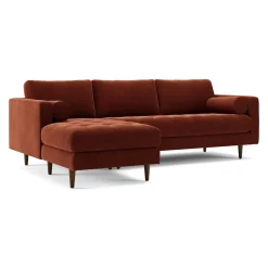 Sven 100" Tufted Velvet Left Sectional - Hale Rust