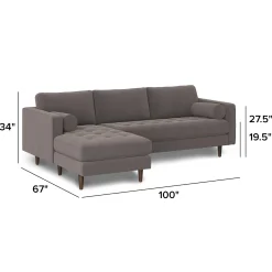 Sven 100" Tufted Velvet Left Sectional - Hale Warm Gray