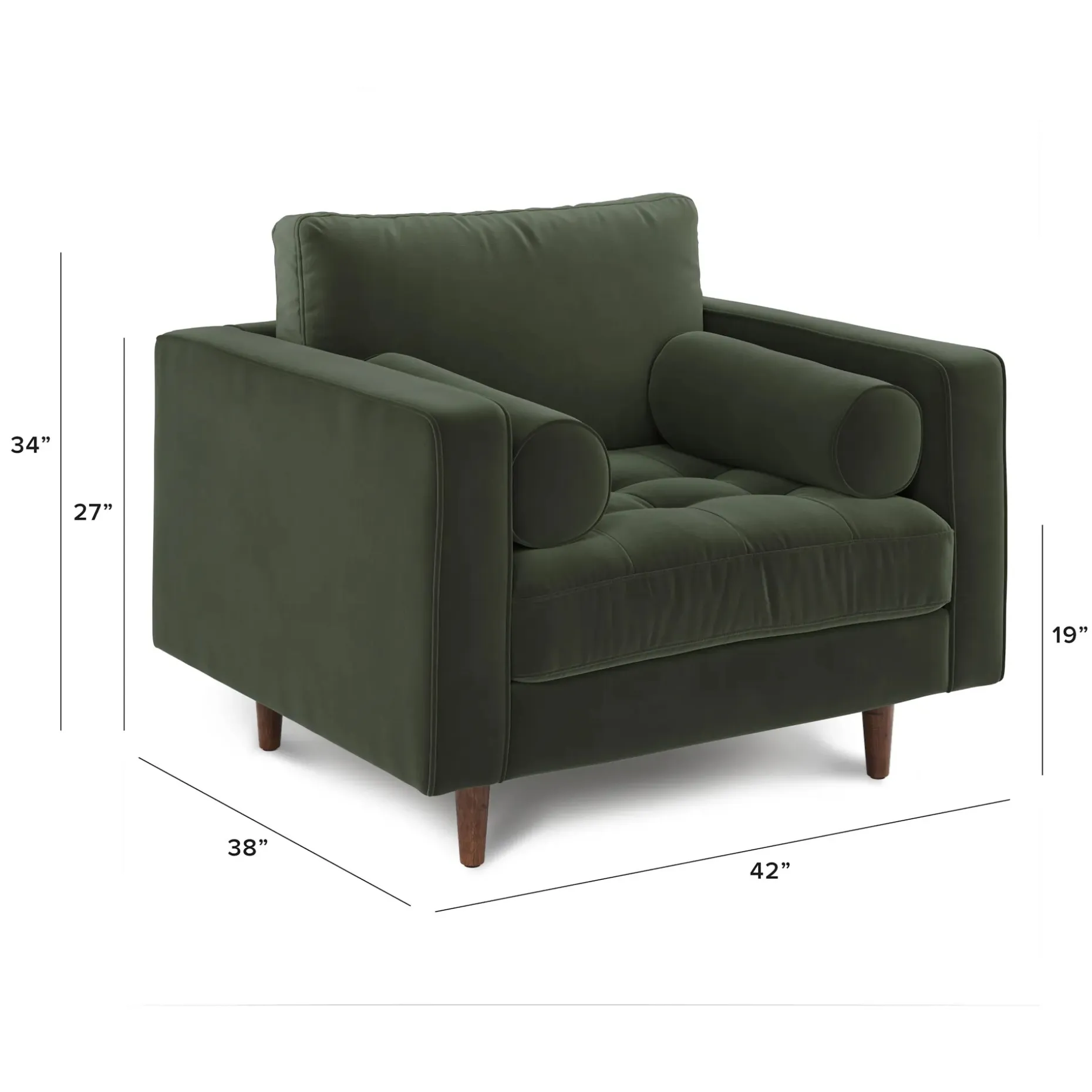 Sven 42" Tufted Velvet Lounge Chair - Plush Pacific Green