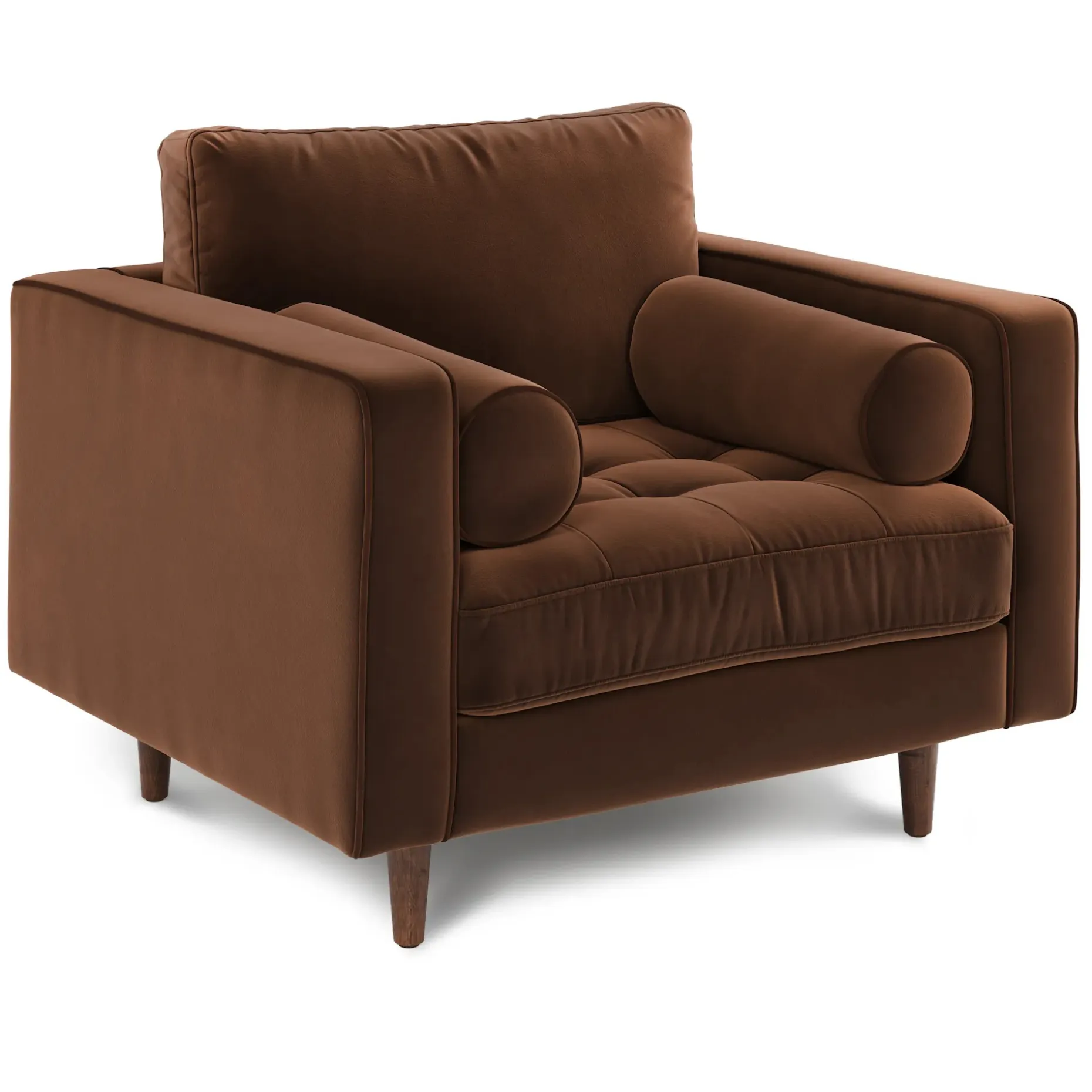 Sven 42" Tufted Velvet Lounge Chair - Plush Pacific Brown