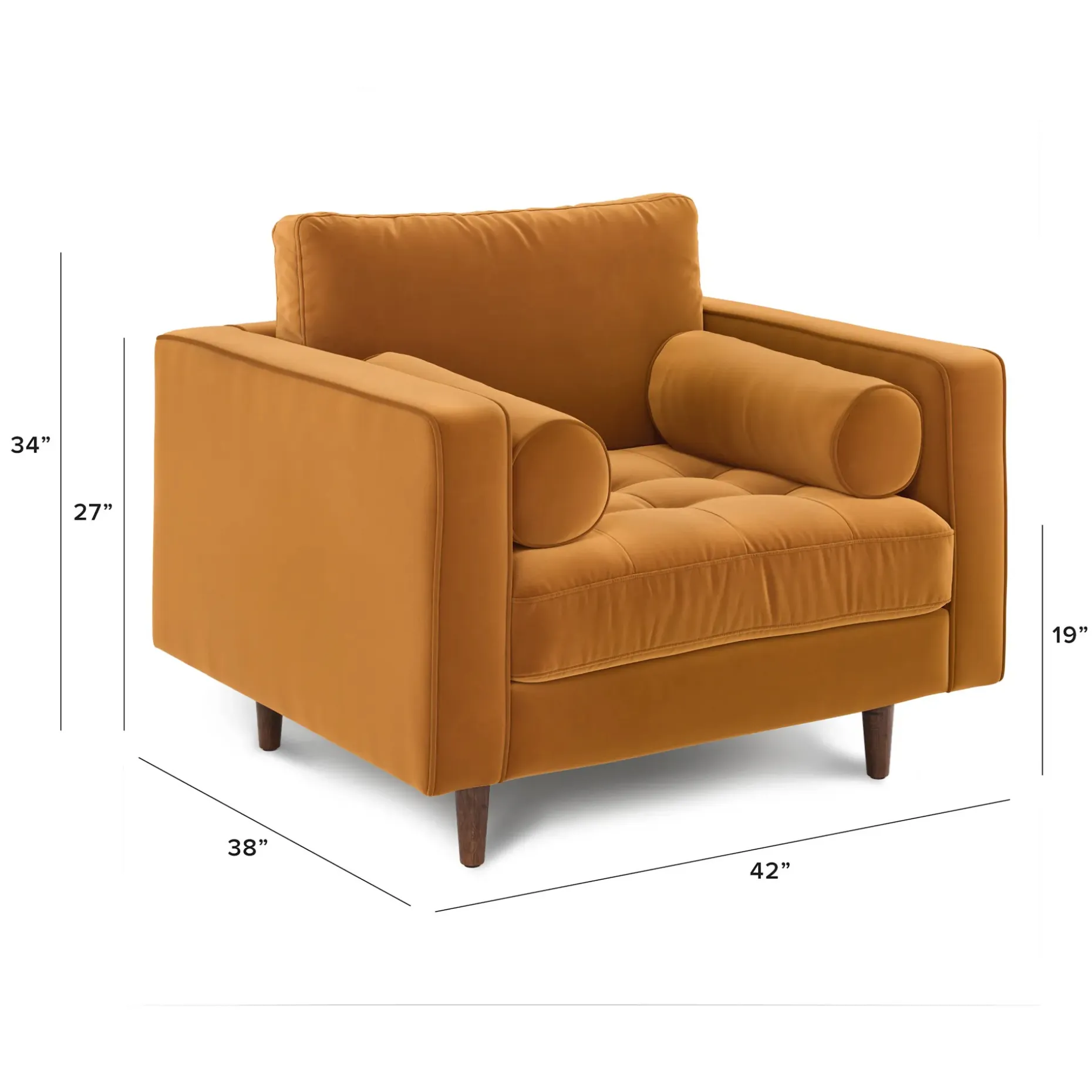 Sven 42" Tufted Velvet Lounge Chair - Plush Pacific Ginger