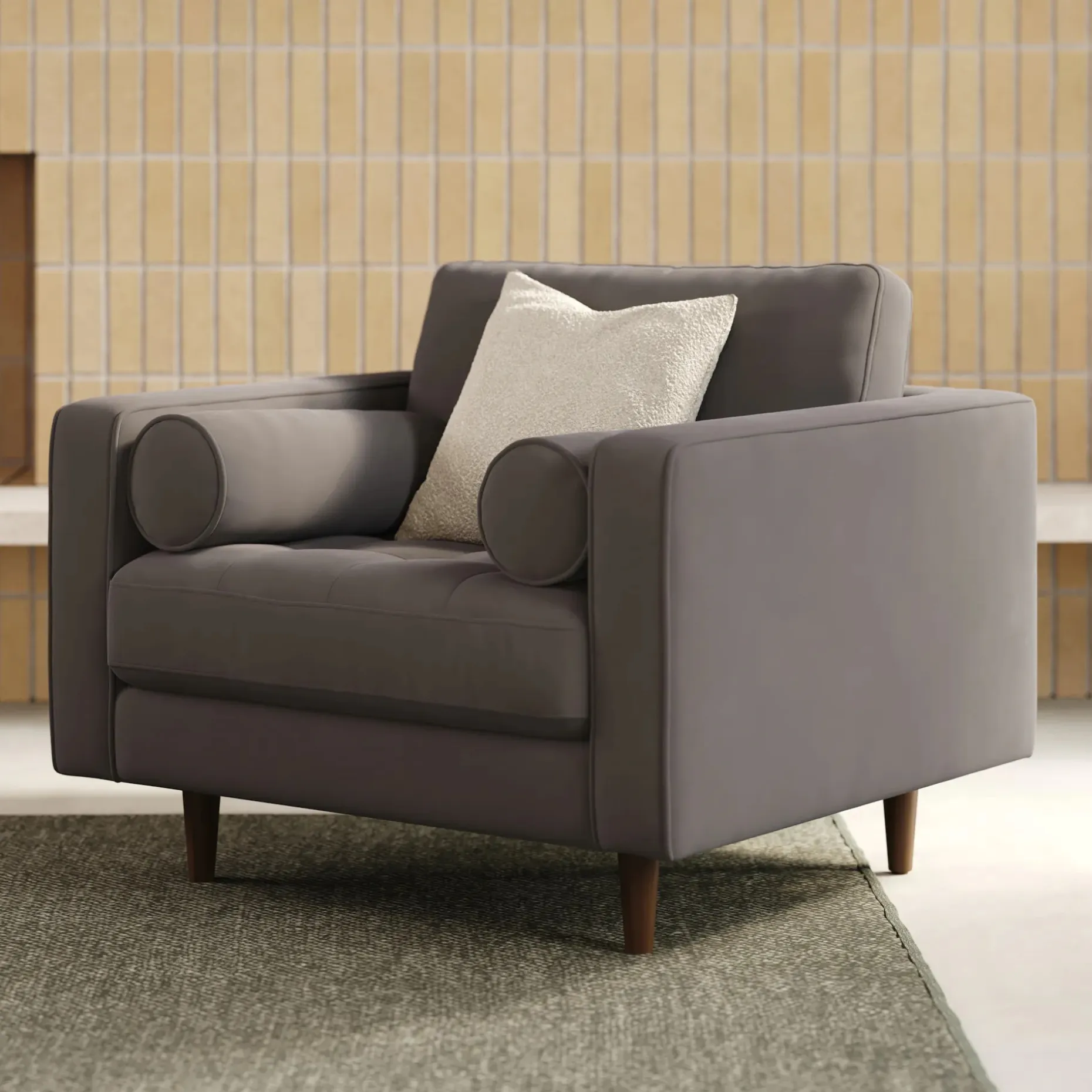 Sven 42" Tufted Velvet Lounge Chair - Hale Warm Gray