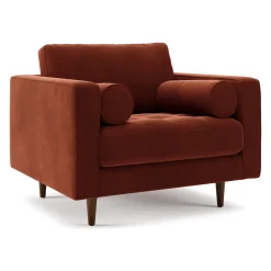 Sven 42" Tufted Velvet Lounge Chair - Hale Rust