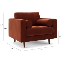 Sven 42" Tufted Velvet Lounge Chair - Hale Rust