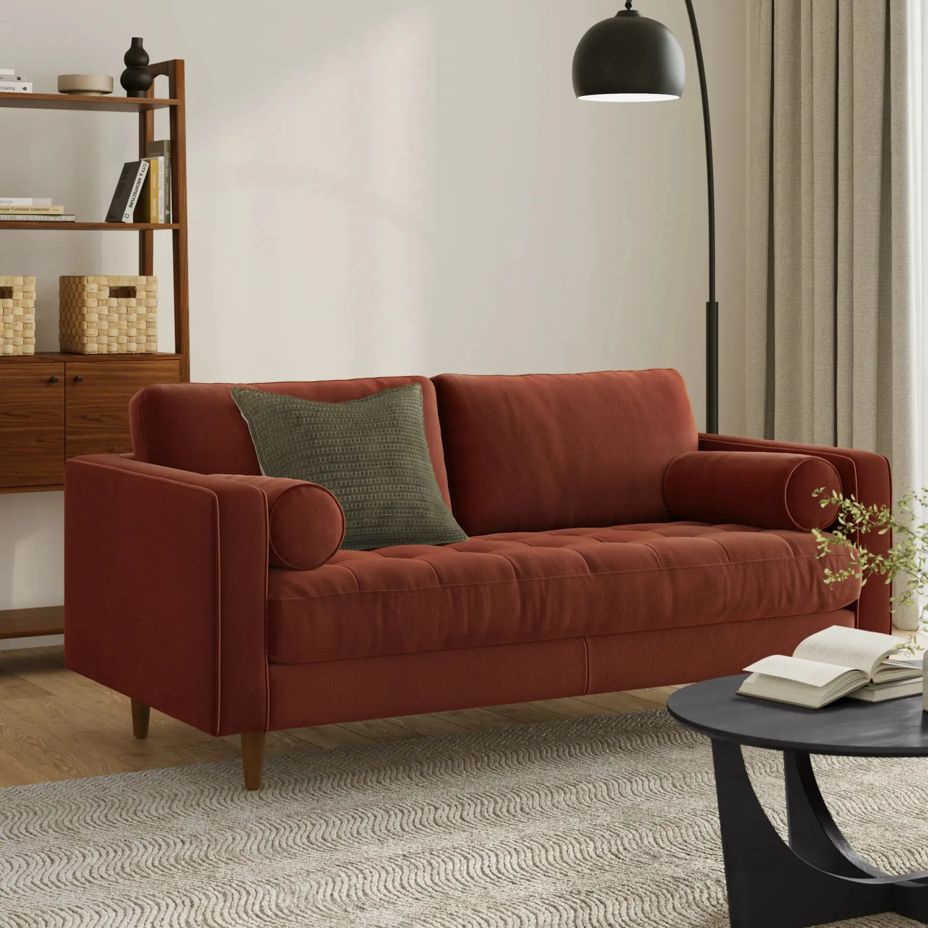 Sven 72" Tufted Velvet Loveseat - Hale Rust