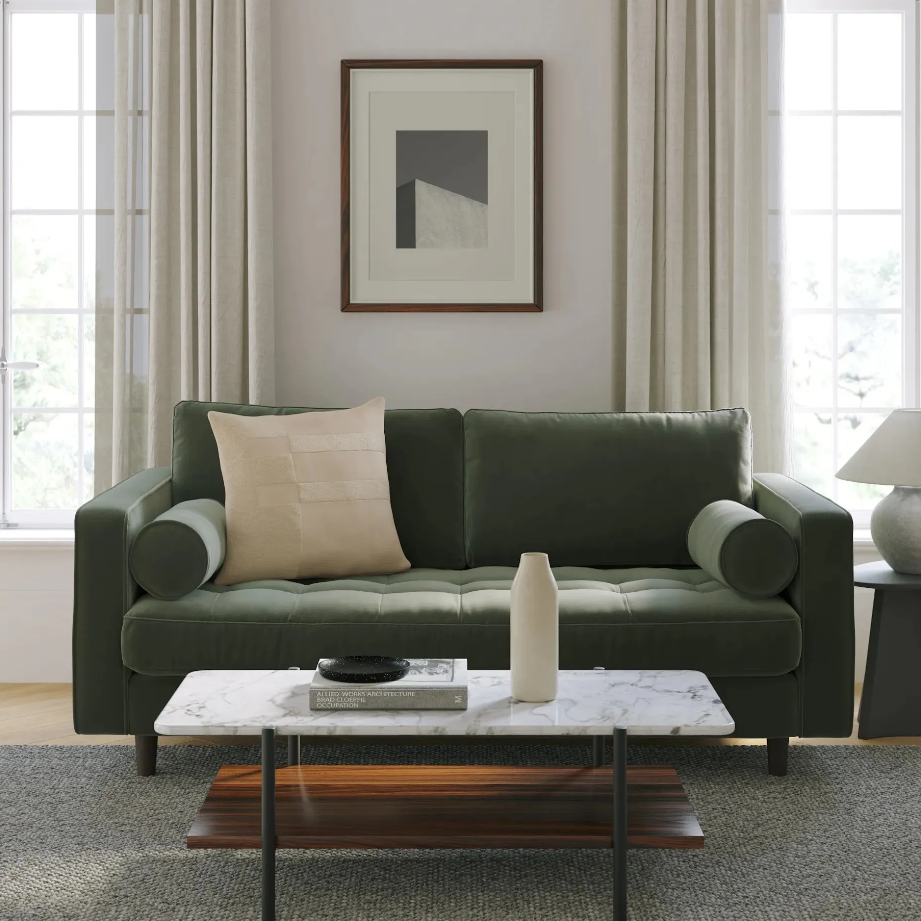 Sven 72" Tufted Velvet Loveseat - Plush Pacific Green