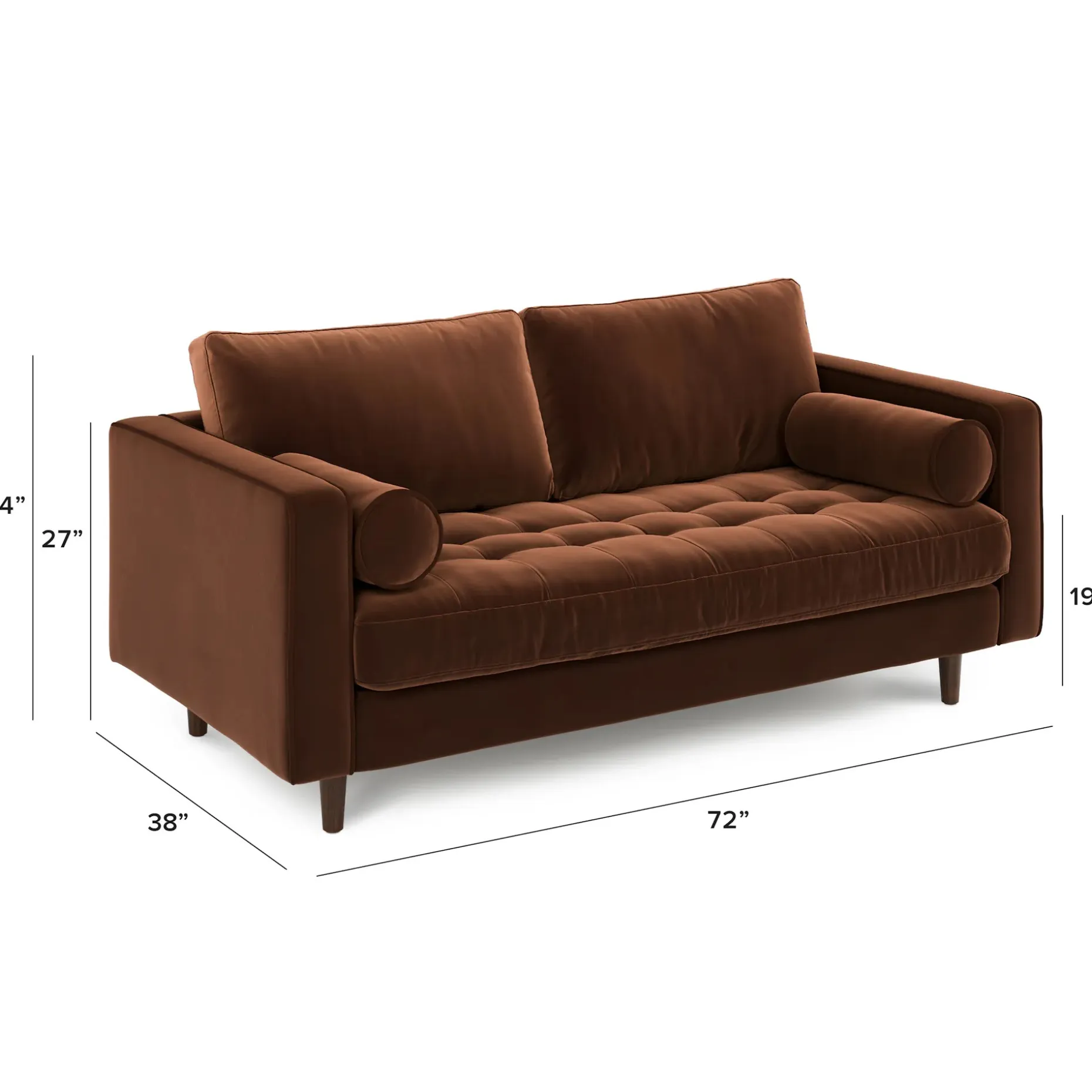 Sven 72" Tufted Velvet Loveseat - Plush Pacific Brown