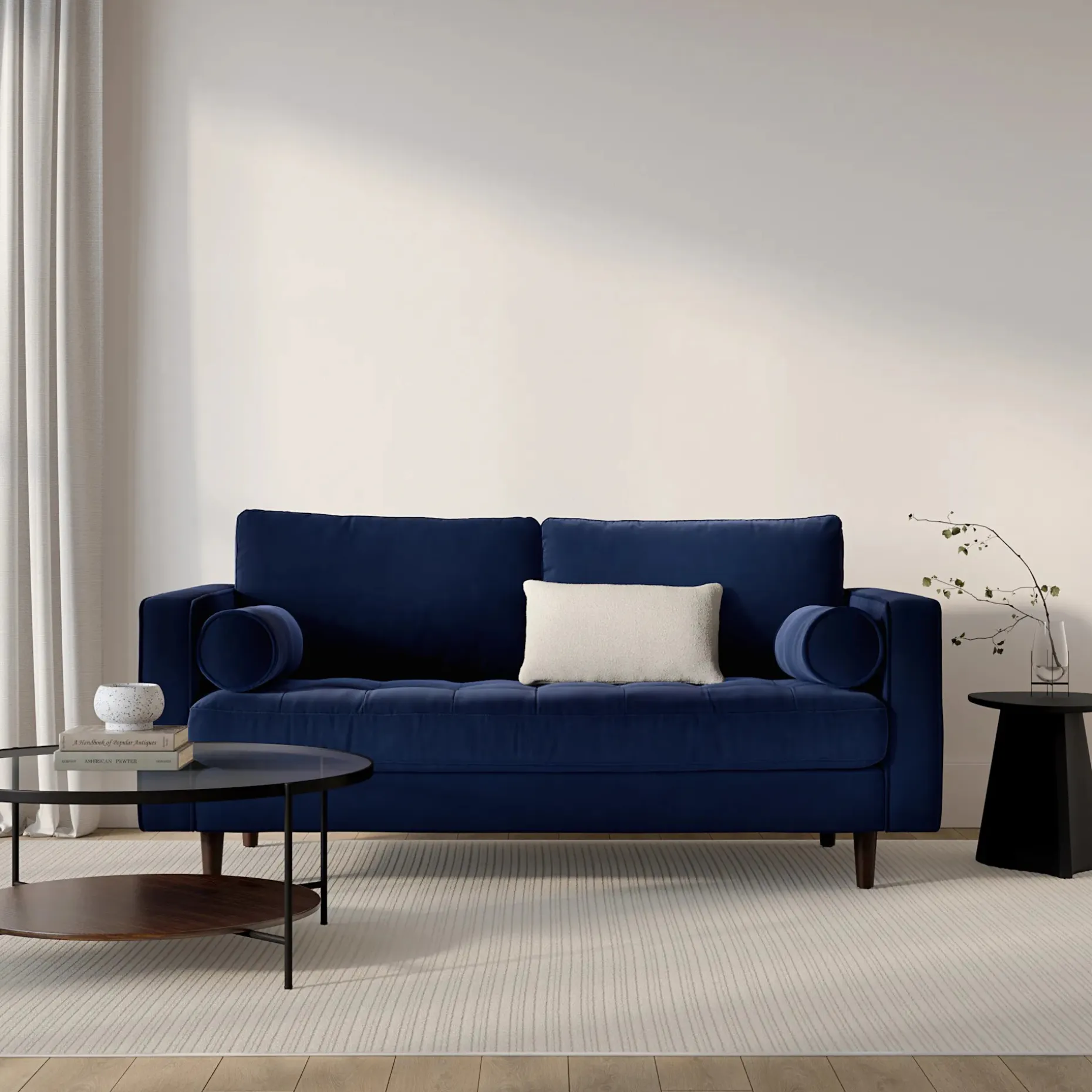 Sven 72" Tufted Velvet Loveseat - Plush Cascadia Blue