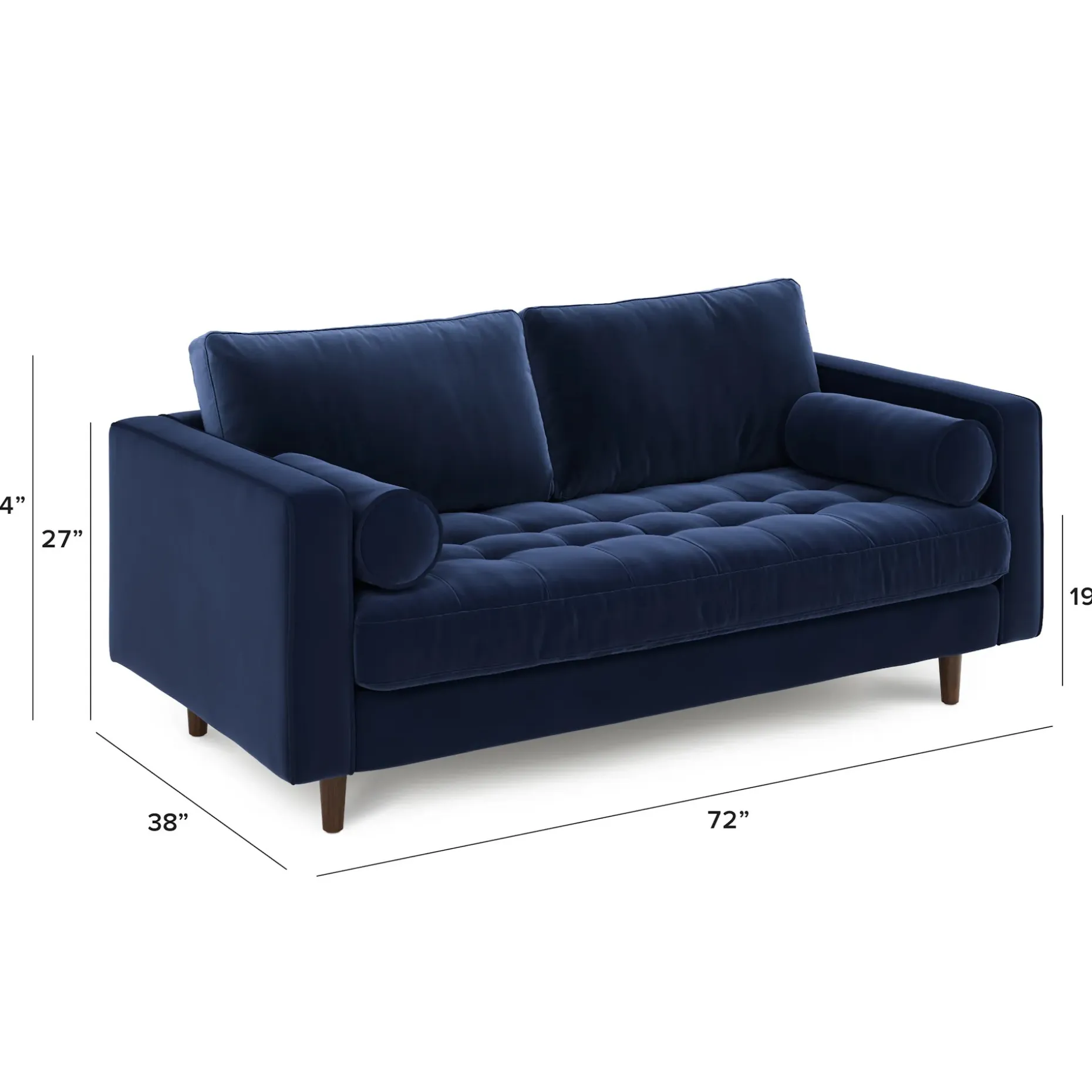 Sven 72" Tufted Velvet Loveseat - Plush Cascadia Blue