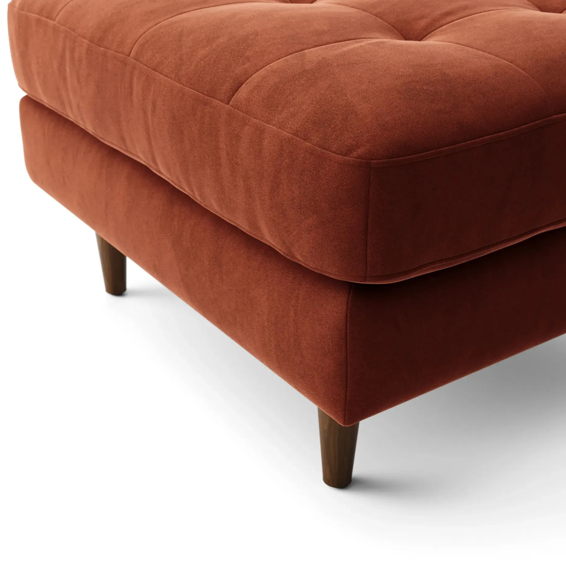 Sven 30" Tufted Velvet Ottoman - Hale Rust