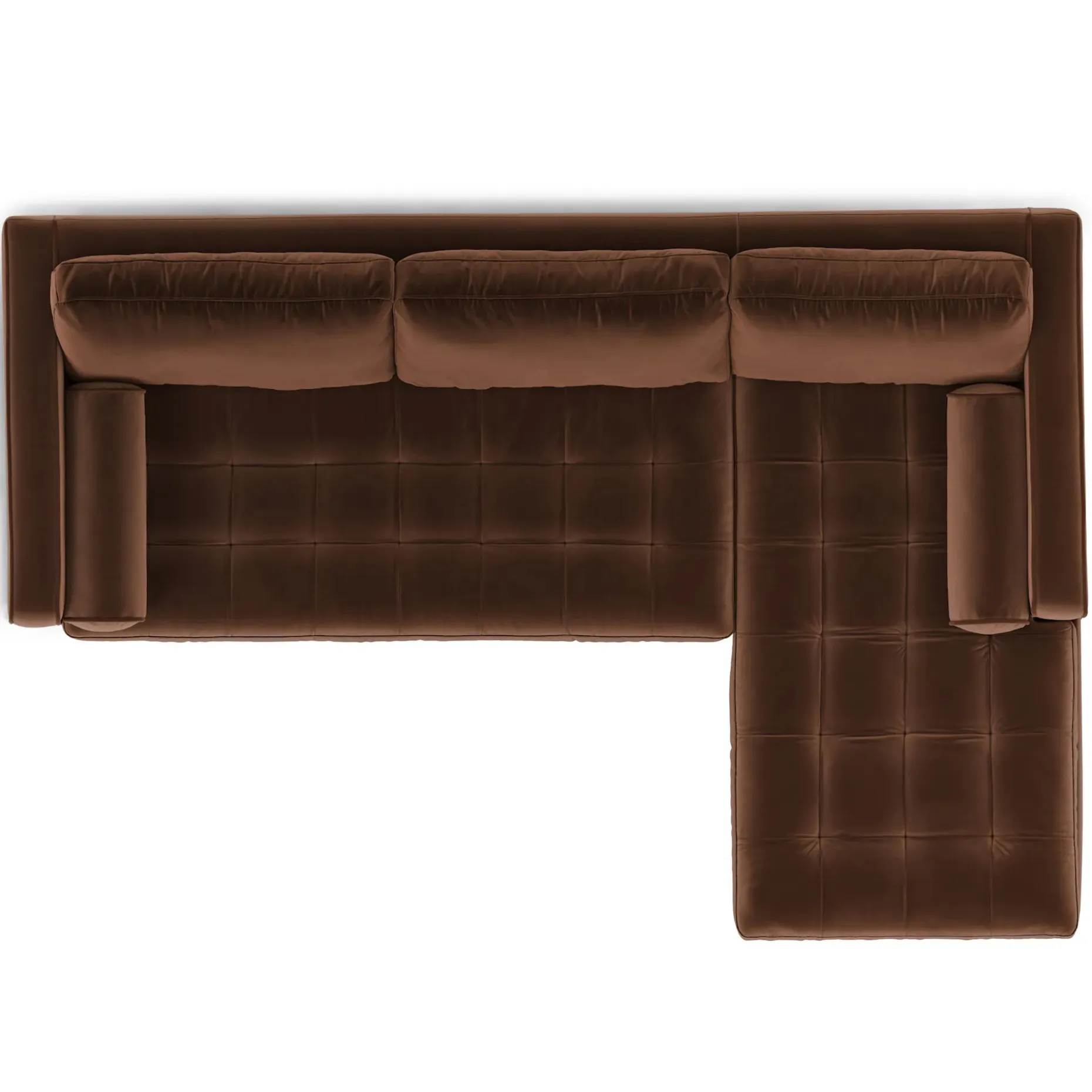 Sven 100" Tufted Velvet Right Sectional - Plush Pacific Brown