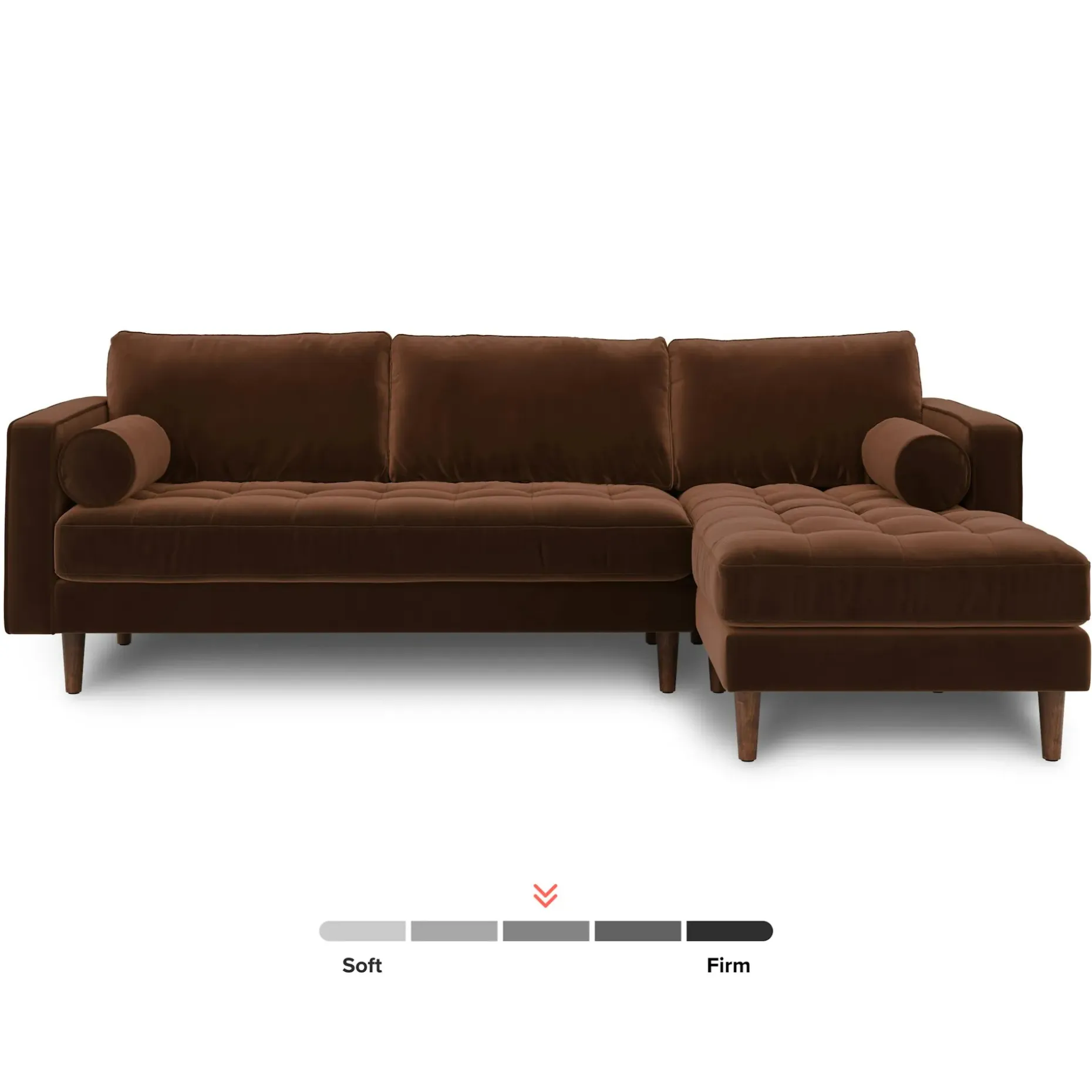 Sven 100" Tufted Velvet Right Sectional - Plush Pacific Brown