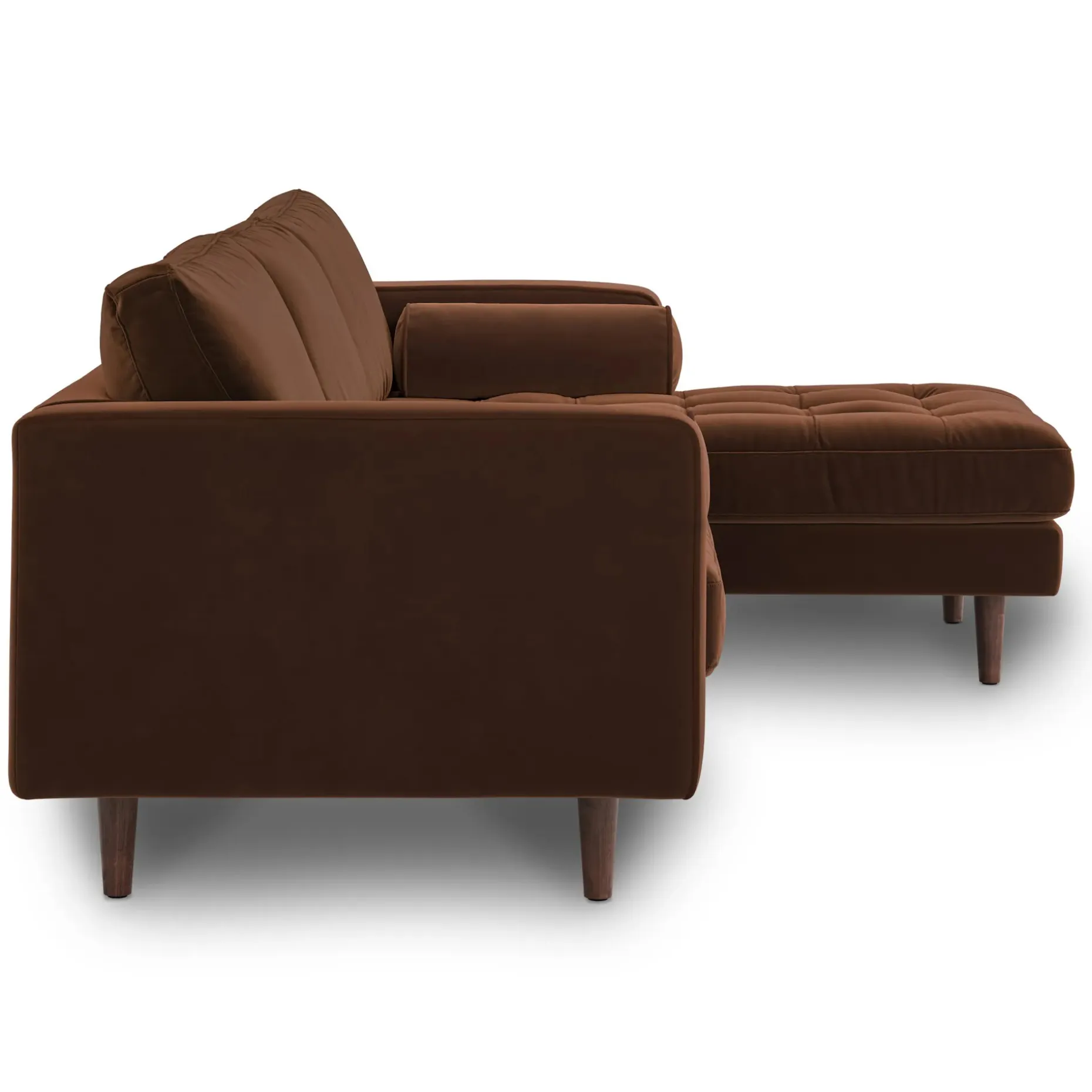 Sven 100" Tufted Velvet Right Sectional - Plush Pacific Brown