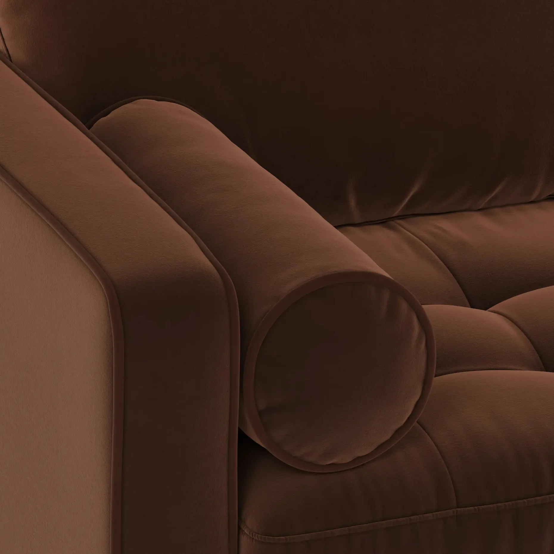 Sven 100" Tufted Velvet Right Sectional - Plush Pacific Brown