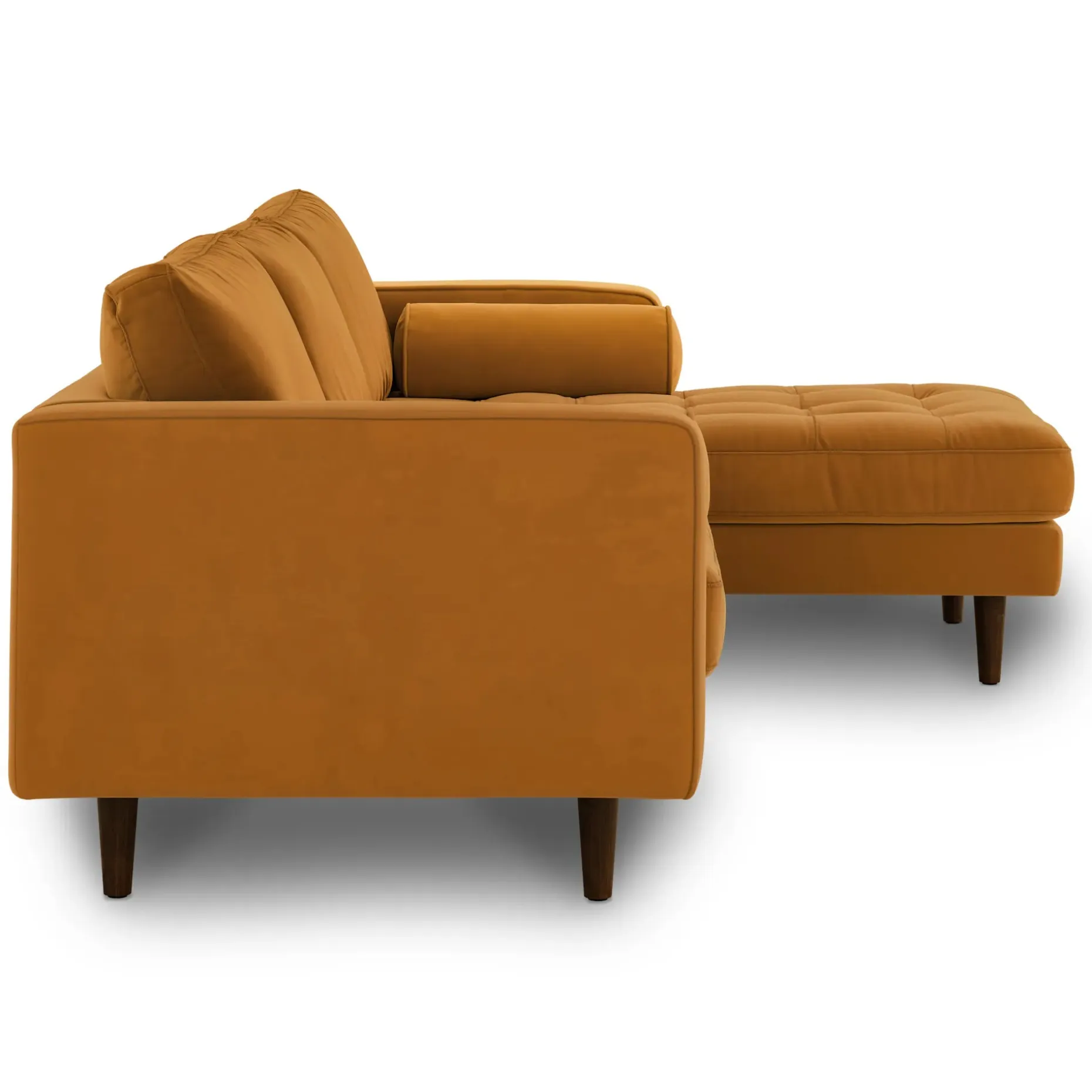 Sven 100" Tufted Velvet Right Sectional - Plush Pacific Ginger