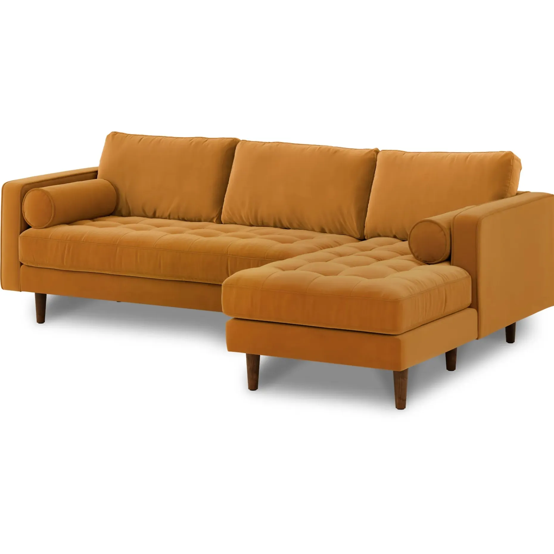 Sven 100" Tufted Velvet Right Sectional - Plush Pacific Ginger