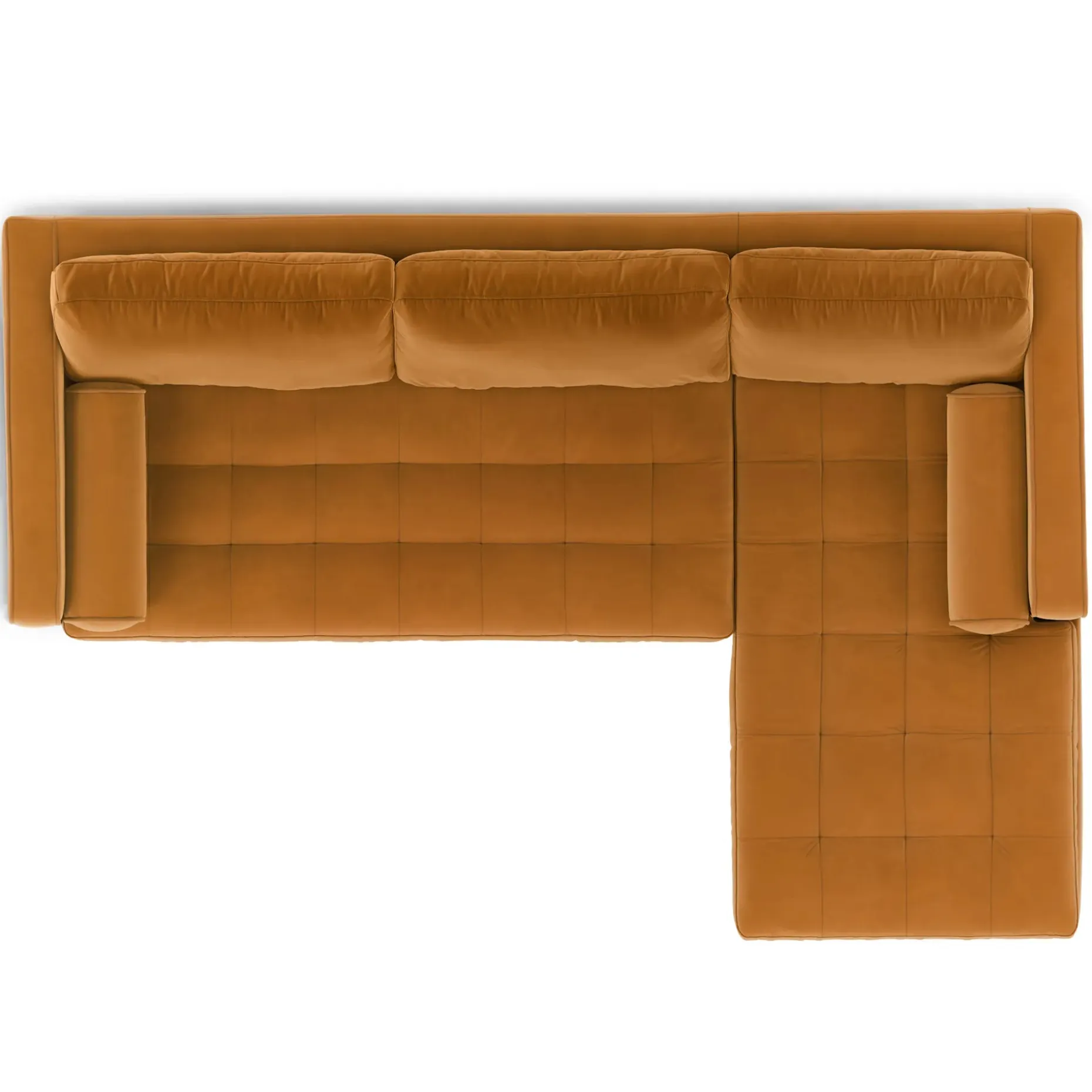 Sven 100" Tufted Velvet Right Sectional - Plush Pacific Ginger
