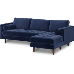 Sven 100" Tufted Velvet Right Sectional - Plush Cascadia Blue