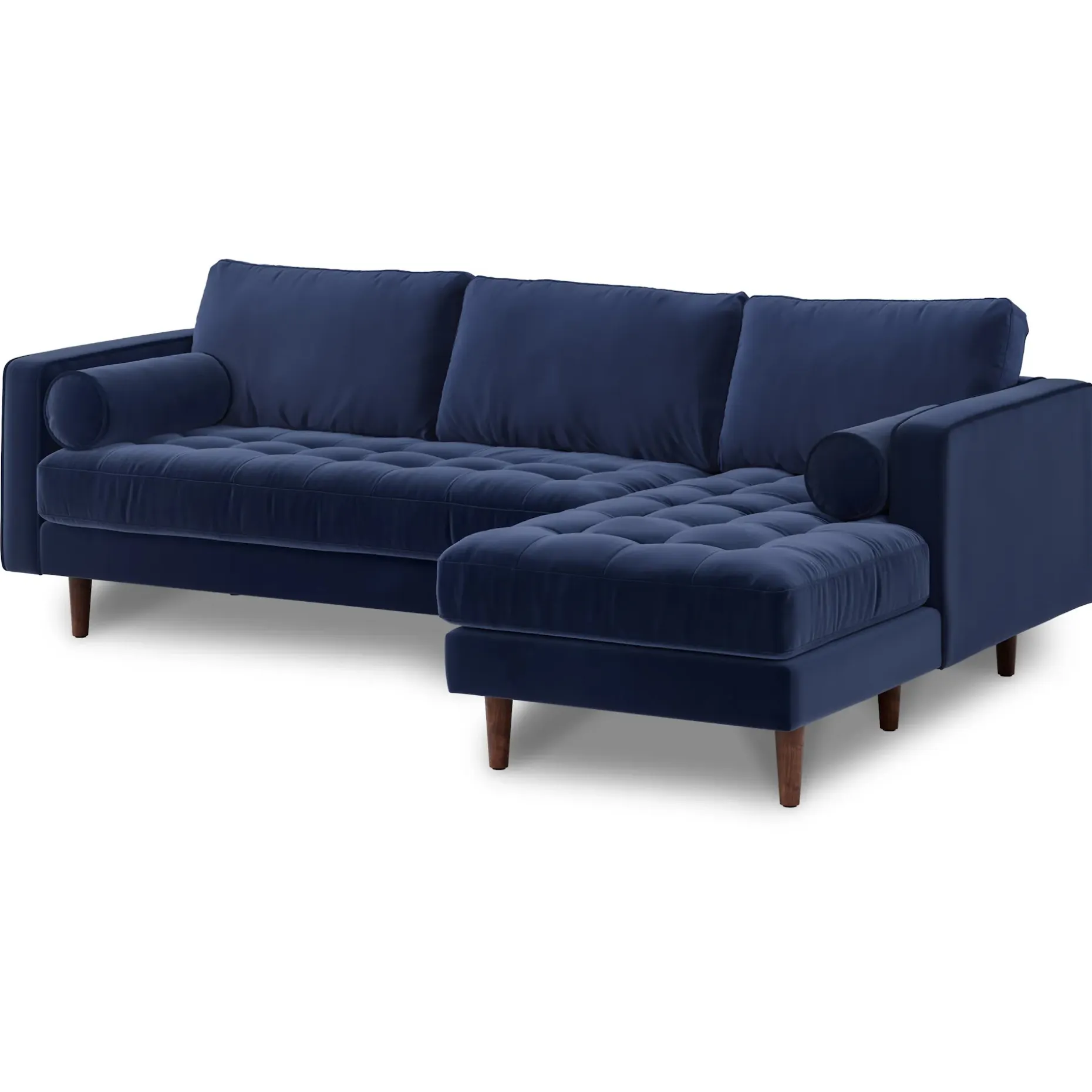 Sven 100" Tufted Velvet Right Sectional - Plush Cascadia Blue