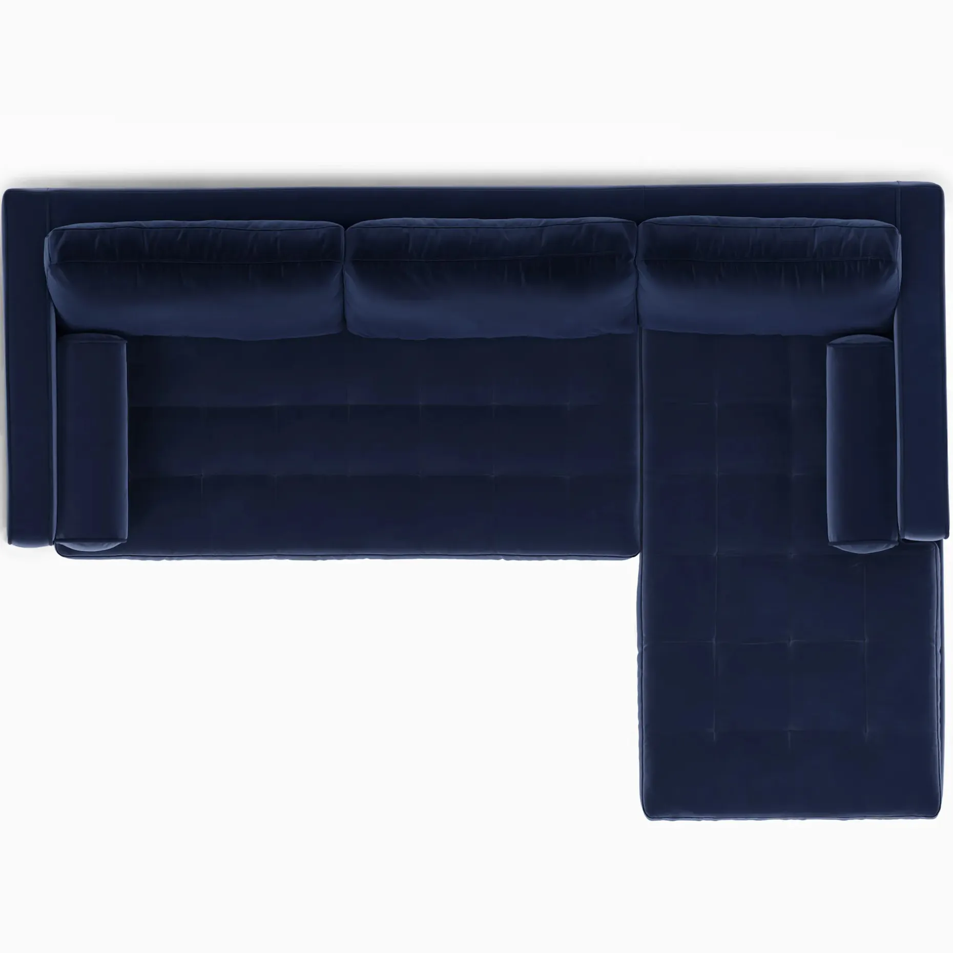 Sven 100" Tufted Velvet Right Sectional - Plush Cascadia Blue