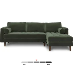 Sven 100" Tufted Velvet Right Sectional - Plush Pacific Green