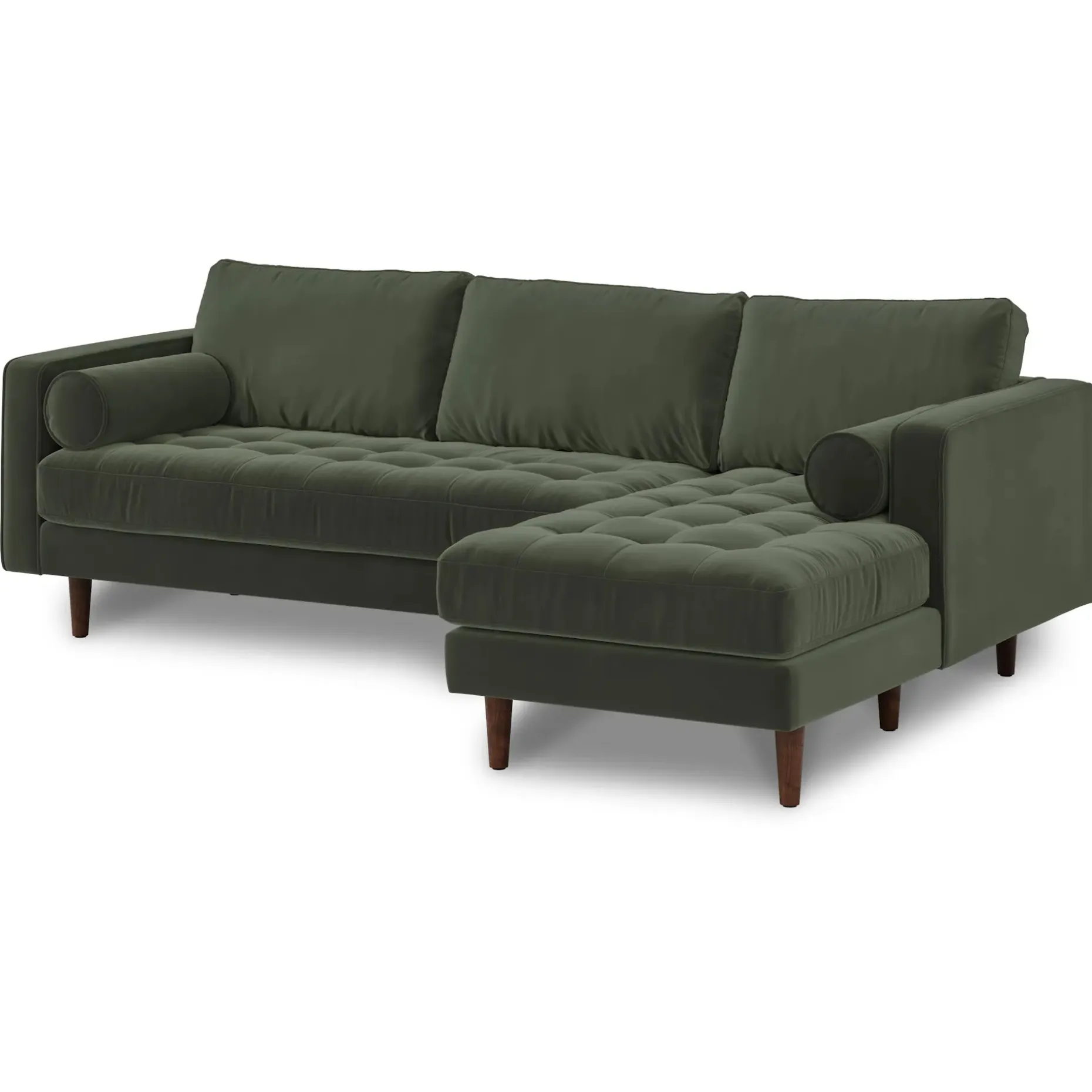 Sven 100" Tufted Velvet Right Sectional - Plush Pacific Green