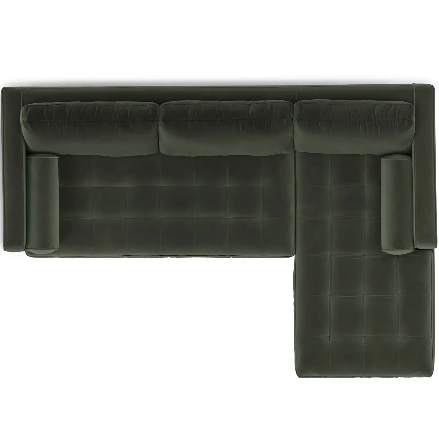 Sven 100" Tufted Velvet Right Sectional - Plush Pacific Green