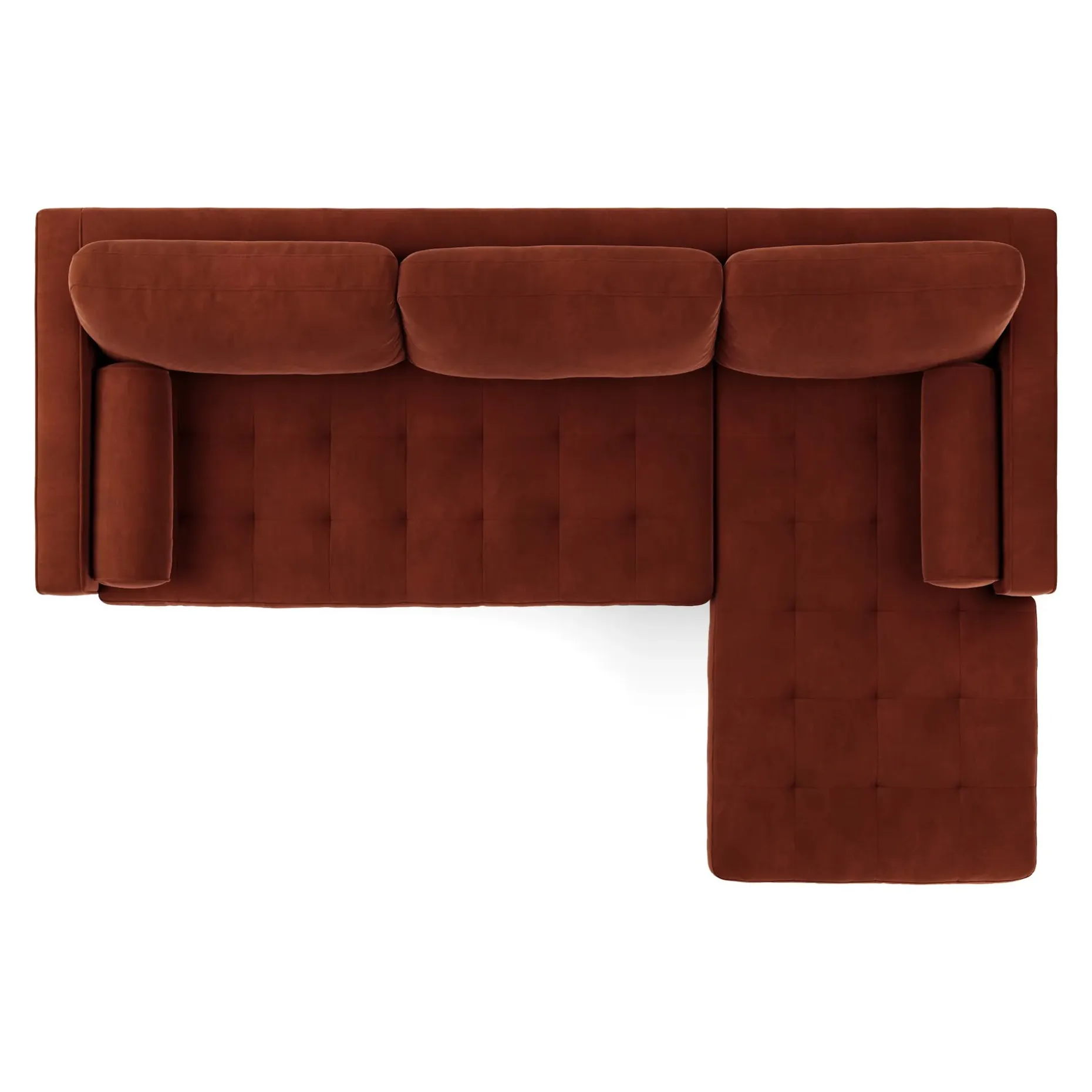 Sven 100" Tufted Velvet Right Sectional - Hale Rust