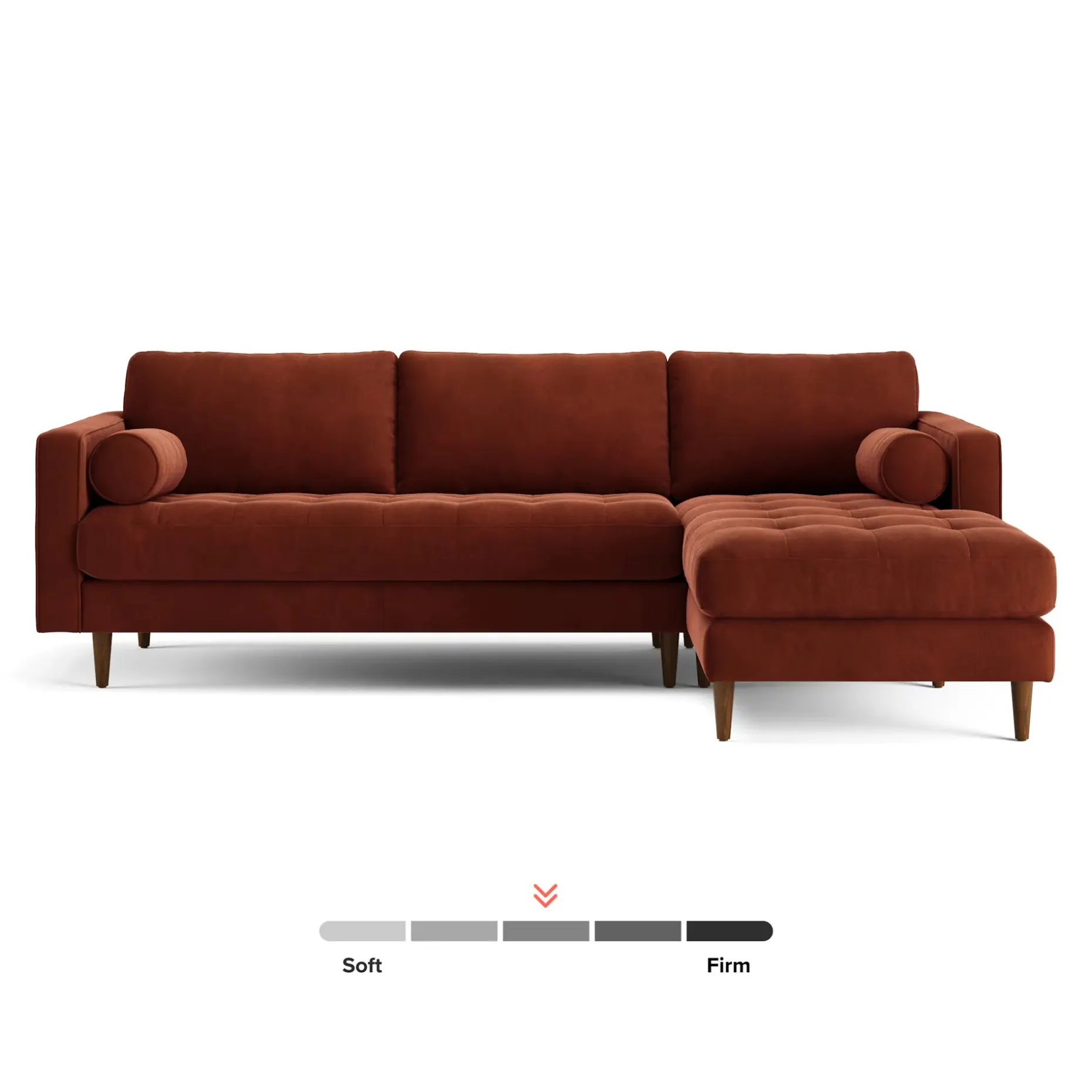 Sven 100" Tufted Velvet Right Sectional - Hale Rust