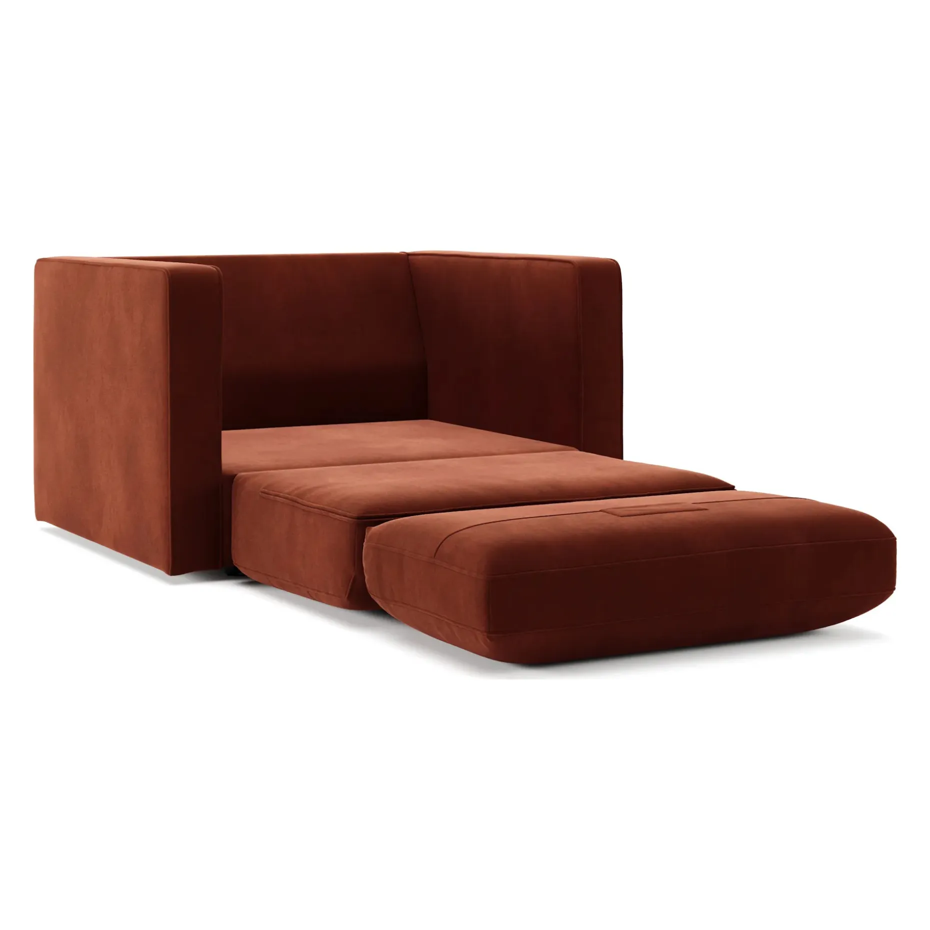 Sven 45.5" Tufted Velvet Sleeper Chair - Hale Rust