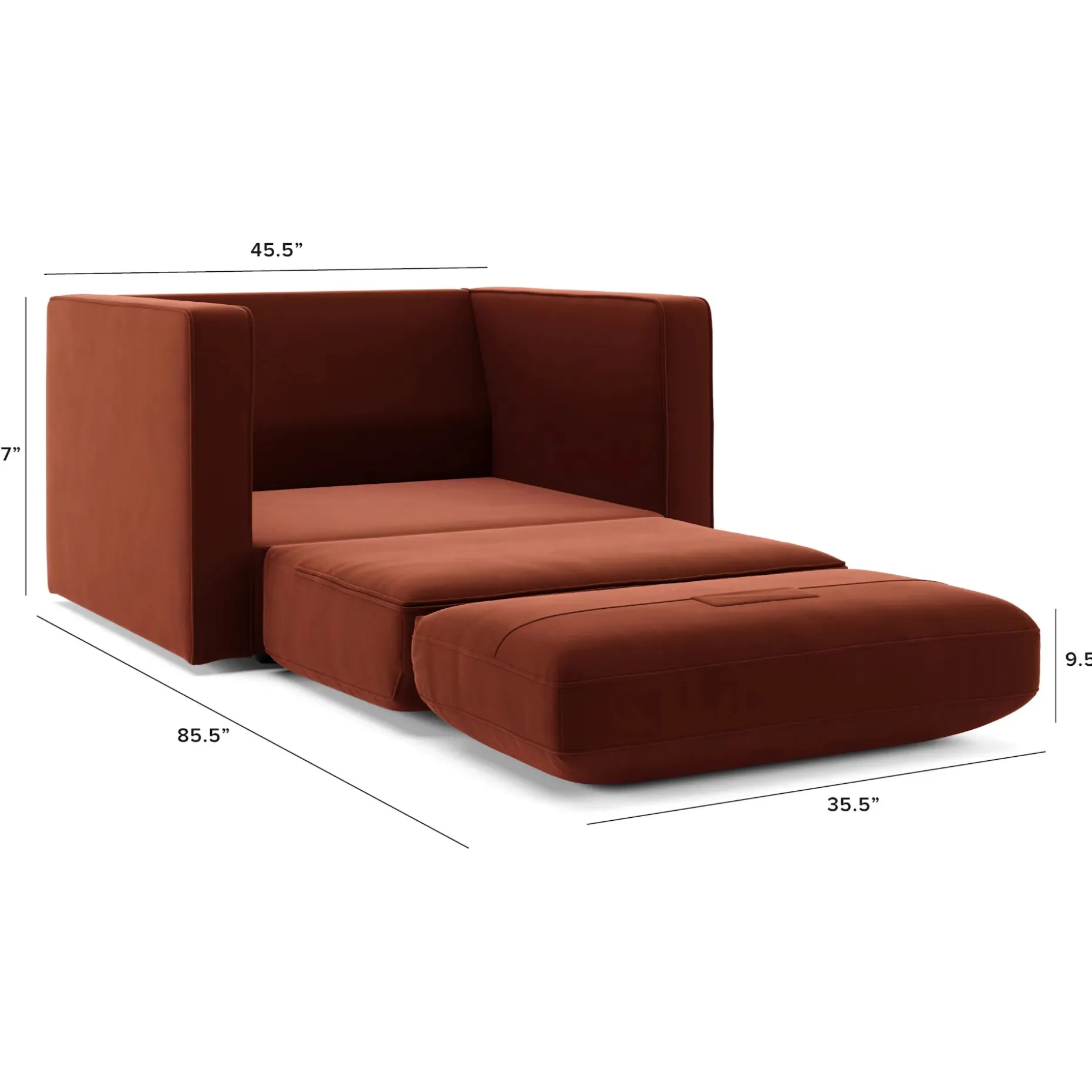 Sven 45.5" Tufted Velvet Sleeper Chair - Hale Rust