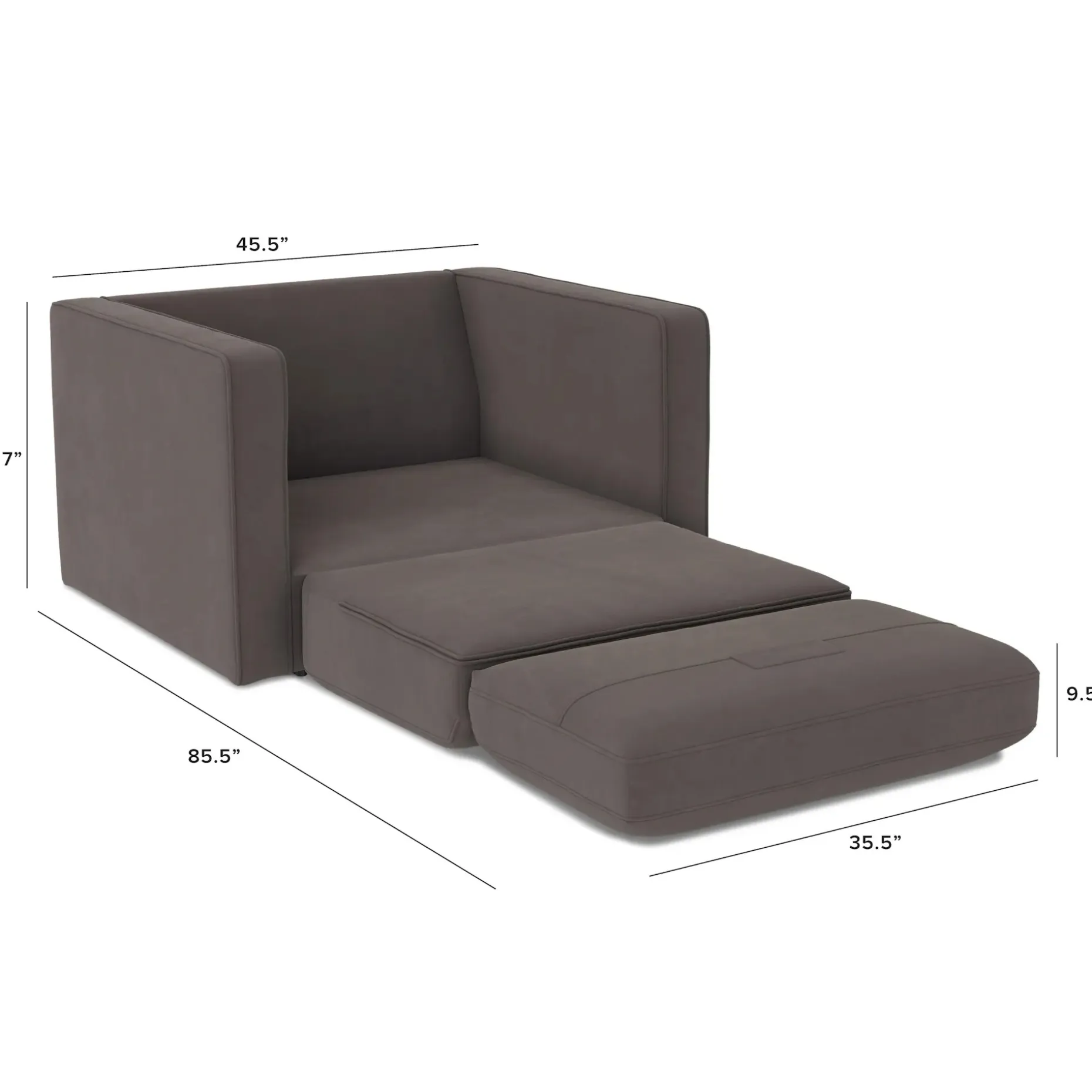 Sven 45.5" Tufted Velvet Sleeper Chair - Hale Warm Gray