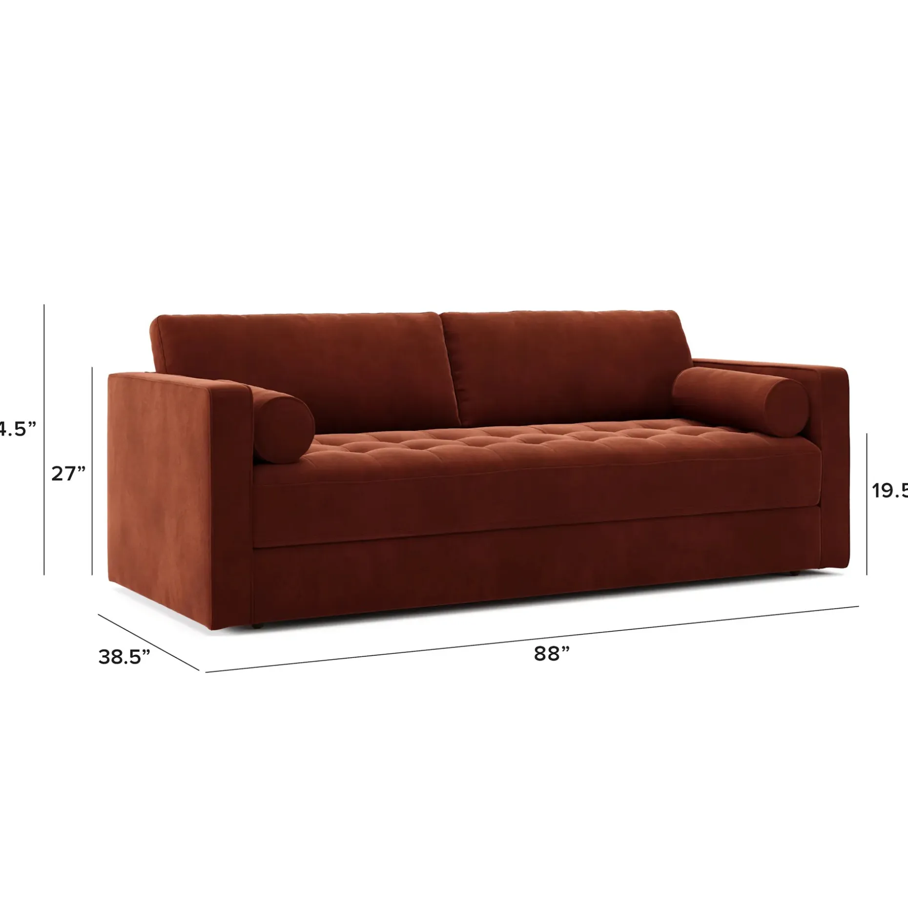 Sven 88" Tufted Velvet Sofa Bed - Hale Rust